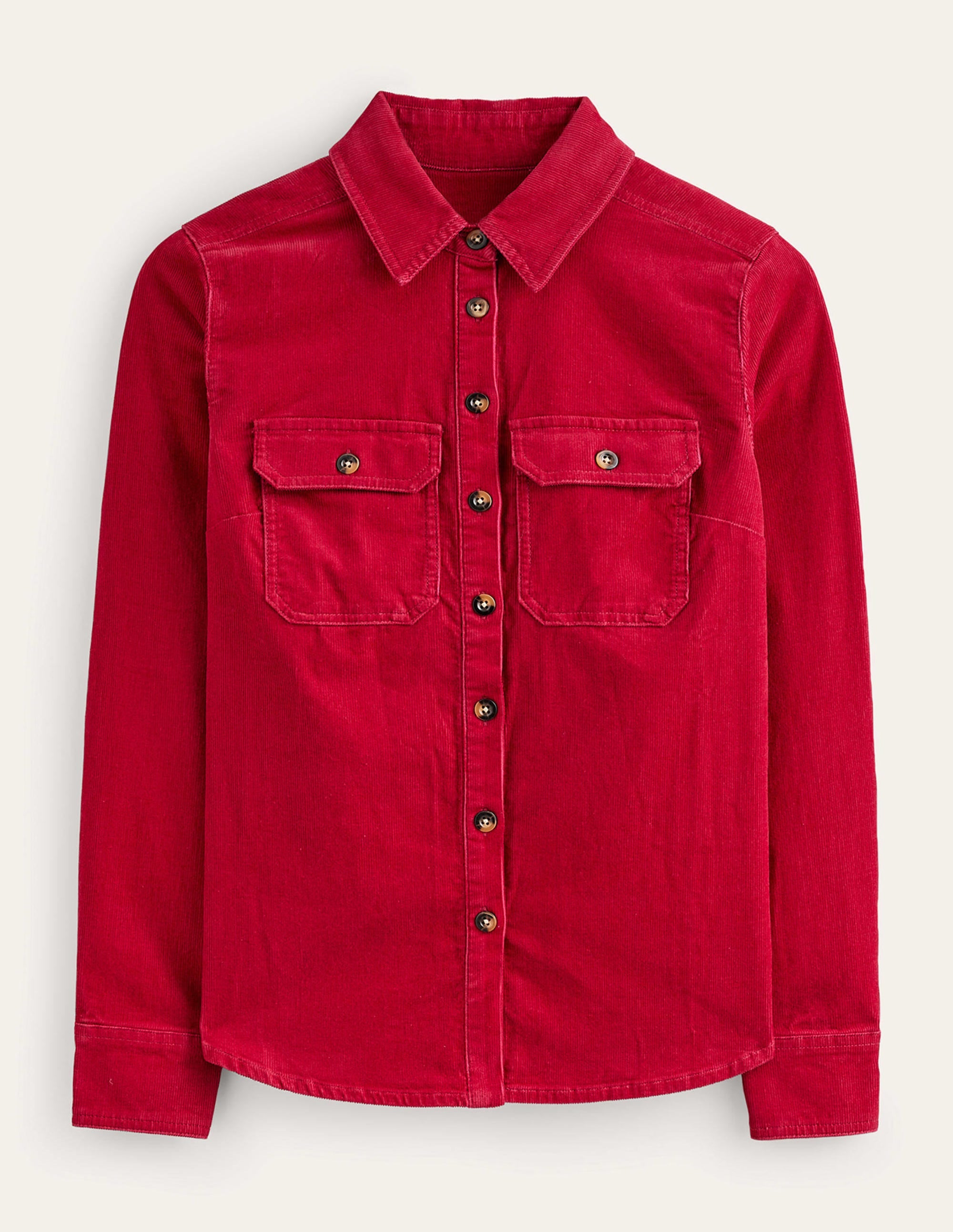 Straight-Fit Corduroy Shirt-Warm Cranberry - Image 6