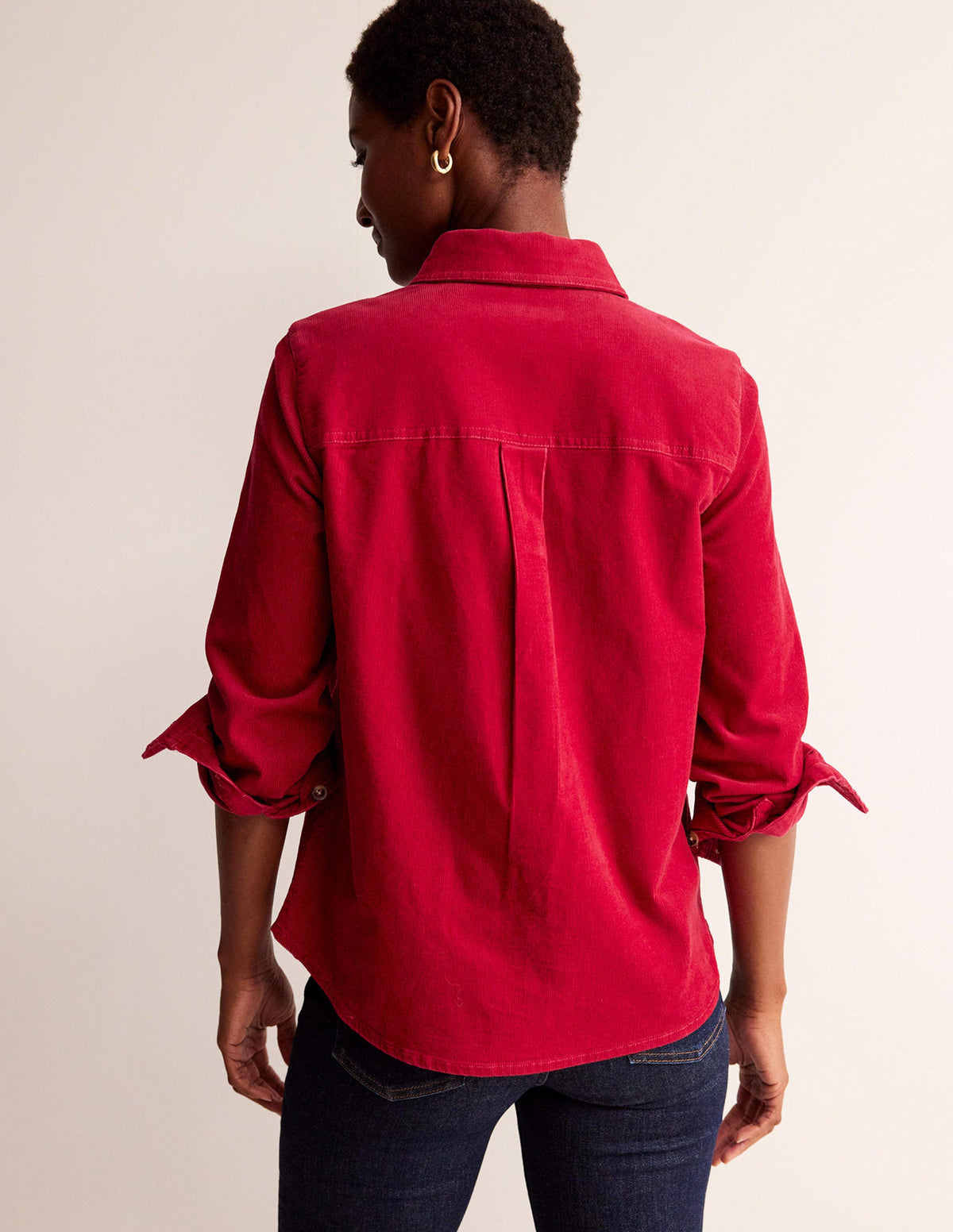 Straight-Fit Corduroy Shirt-Warm Cranberry - Image 3