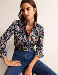 Sienna Cotton Shirt-French Navy, Peacock