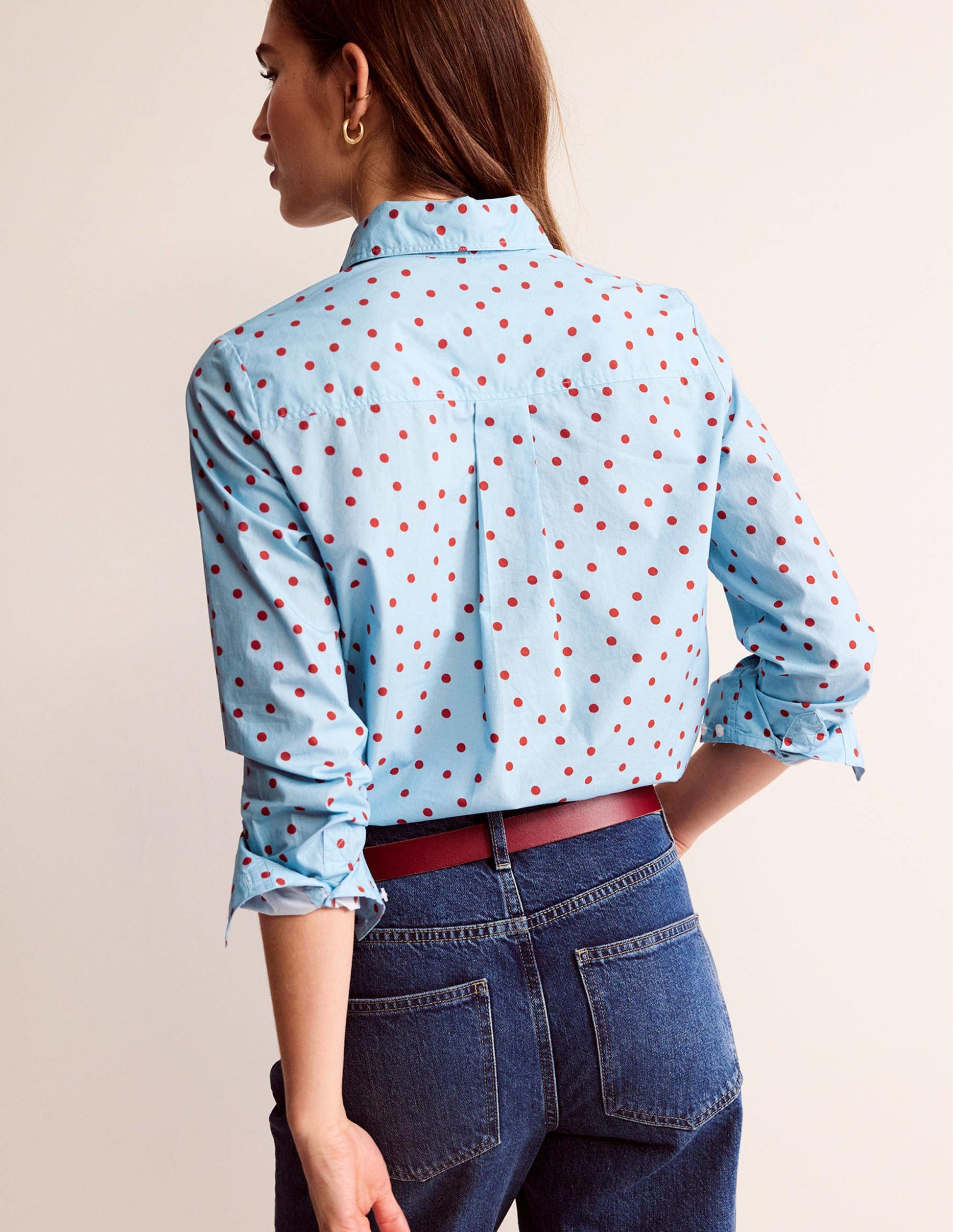 Sienna Cotton Shirt-Heron Blue, Spaced Dot-3