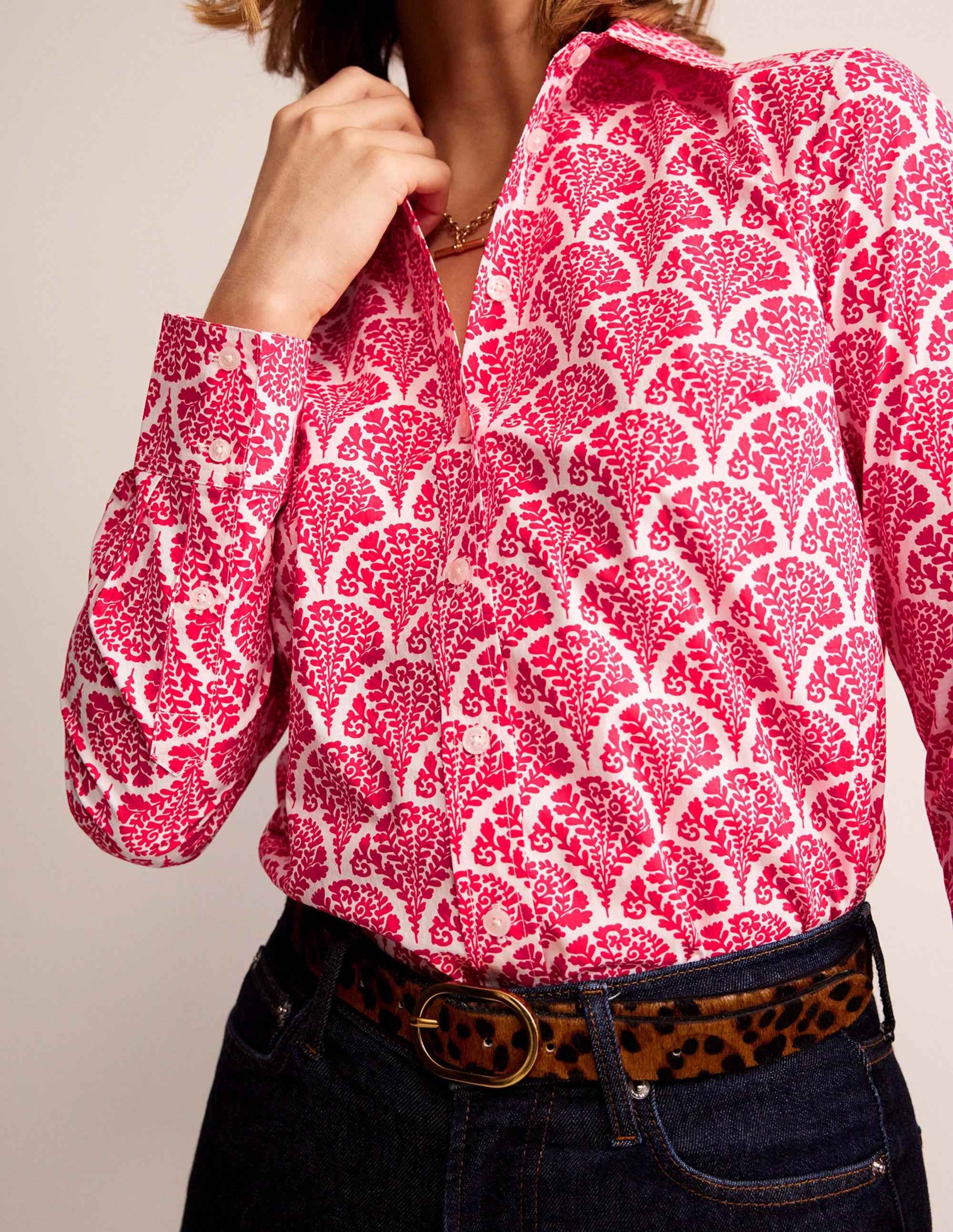 Sienna Cotton Shirt-Raspberry, Blossomy - Image 2