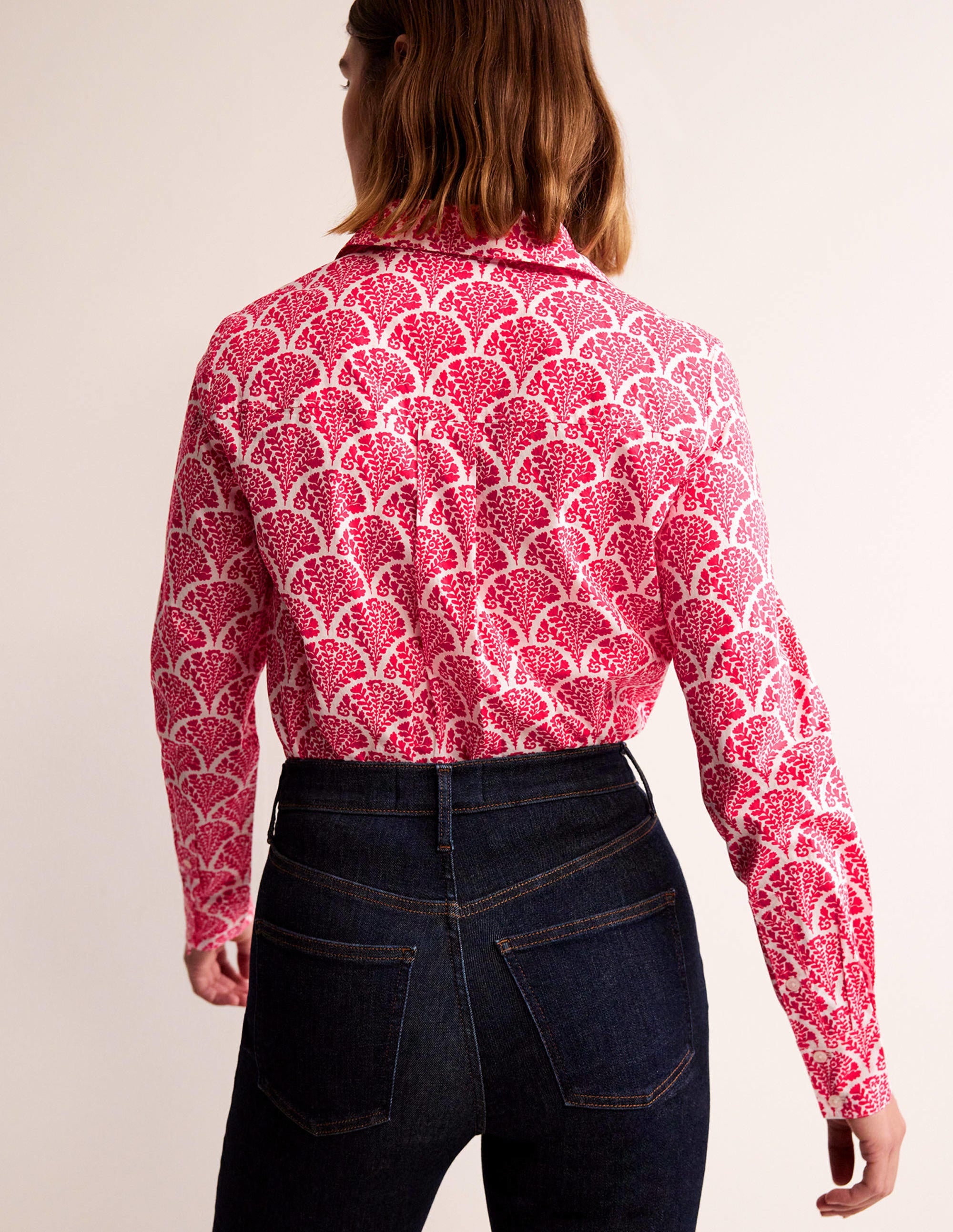 Sienna Cotton Shirt-Raspberry, Blossomy - Image 3