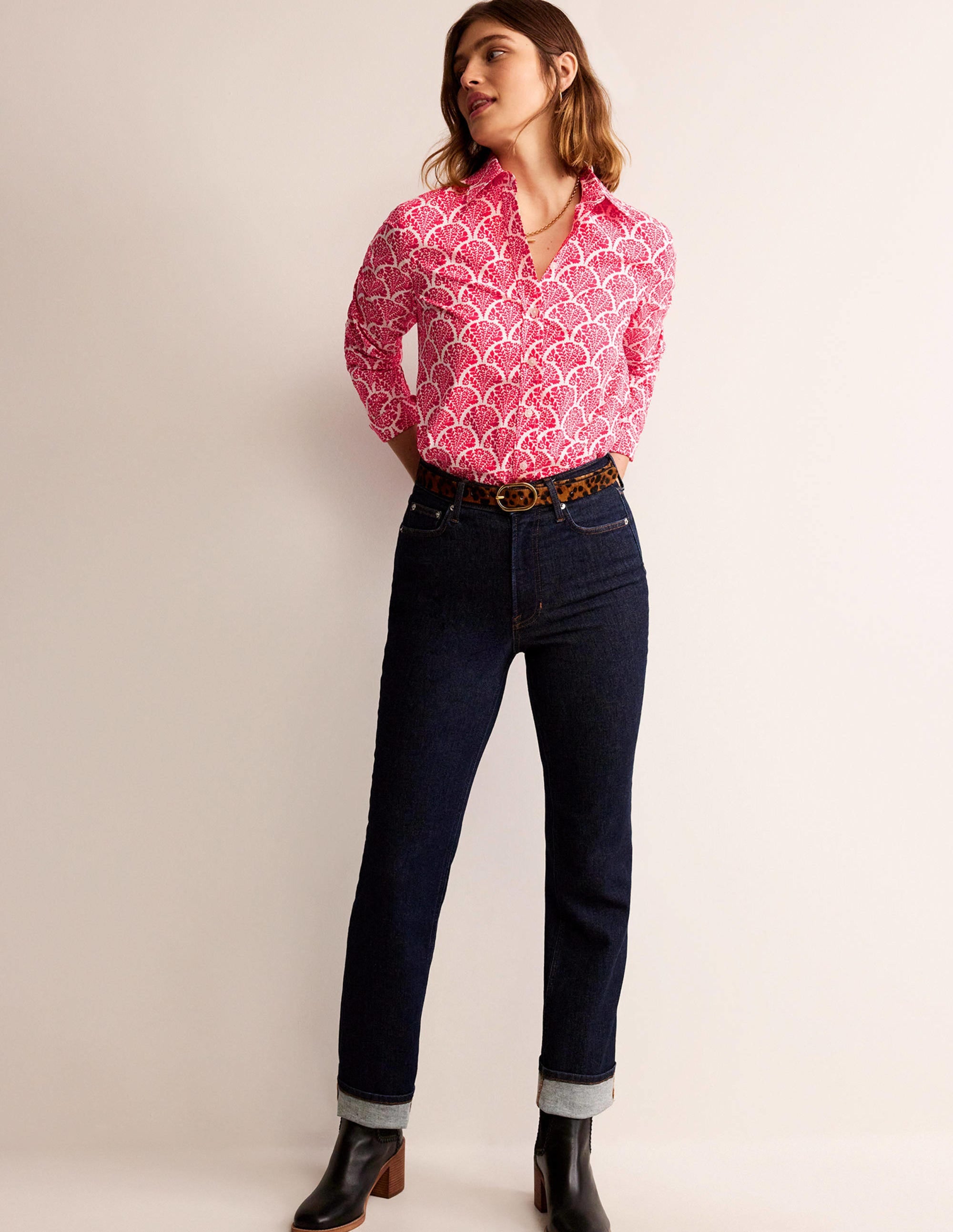 Sienna Cotton Shirt-Raspberry, Blossomy - Image 4