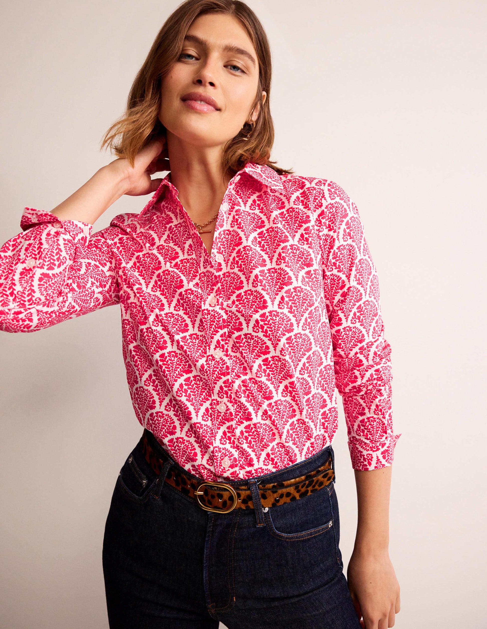 Sienna Cotton Shirt-Raspberry, Blossomy-5