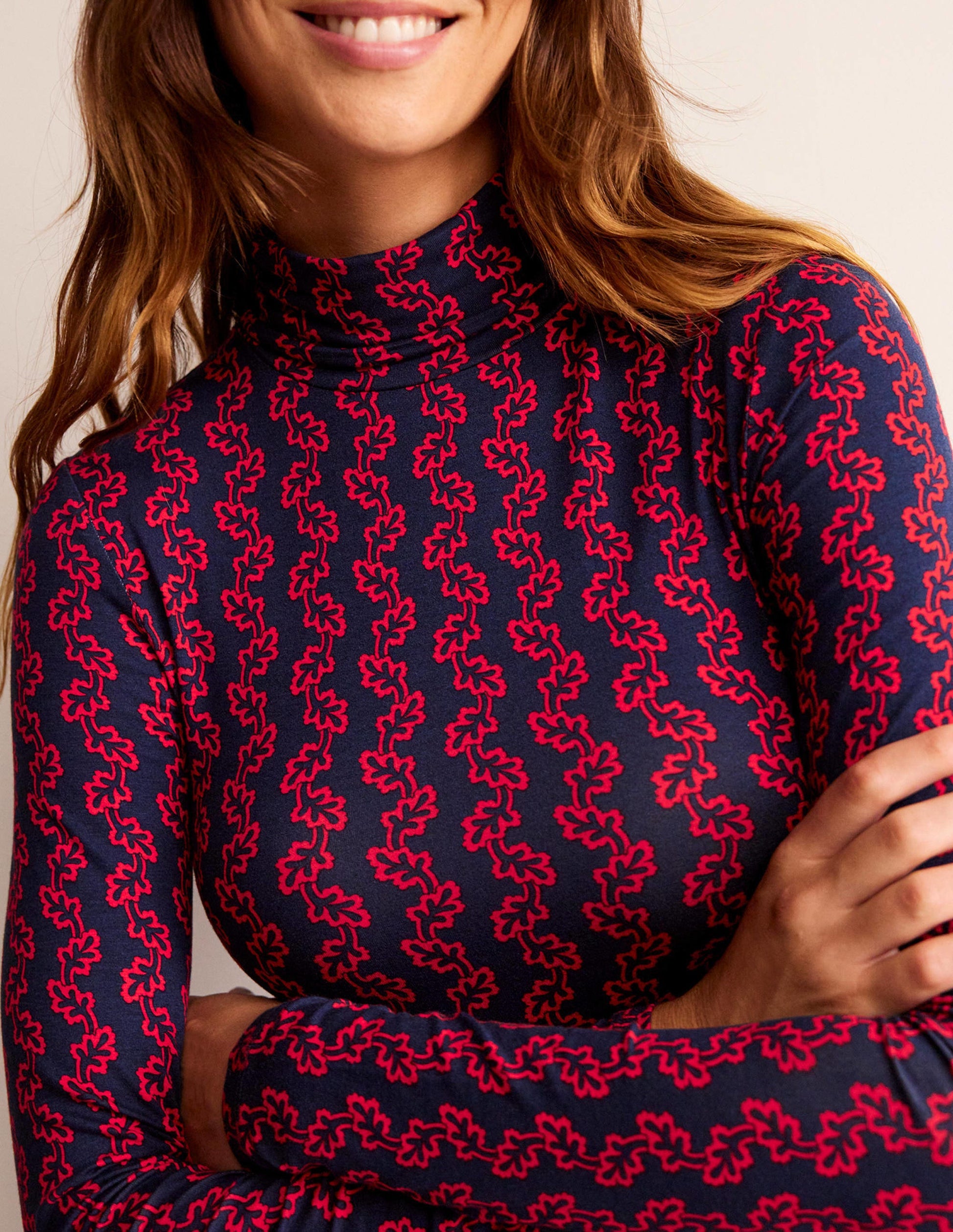 Polly Jersey Top-French Navy, Abstract Terrace-2