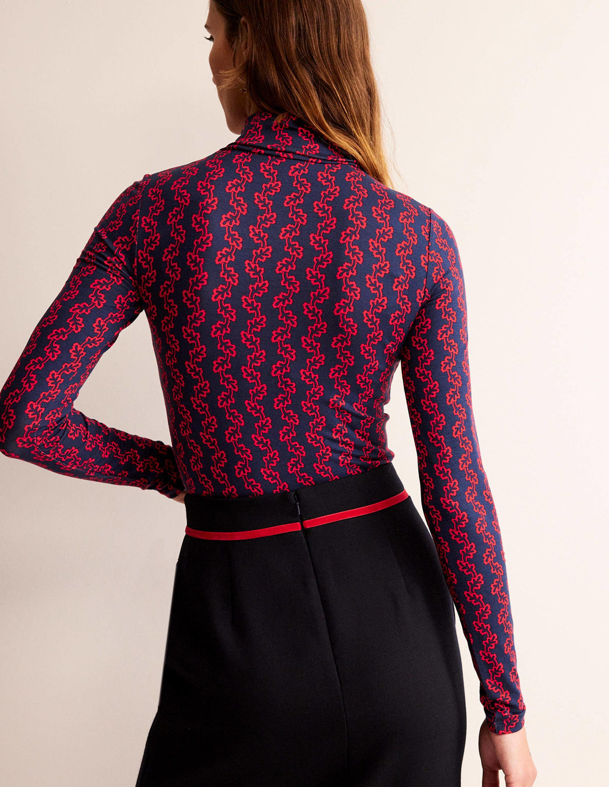 Polly Jersey Top-French Navy, Abstract Terrace - Image 3
