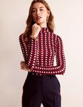 Polly Jersey Top-Hot Pepper, Chevron Geo