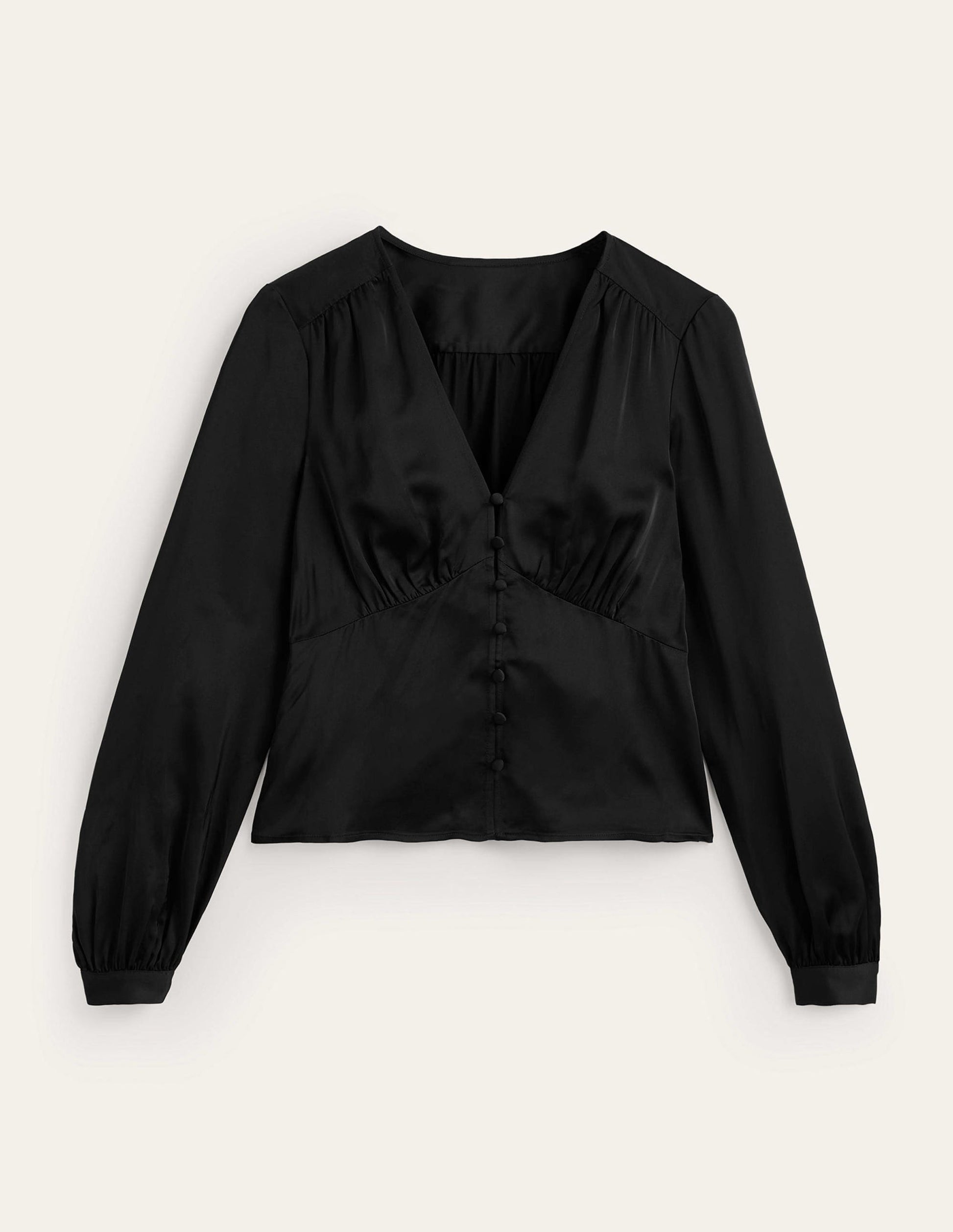 V-Neck Tea Blouse-Black-5