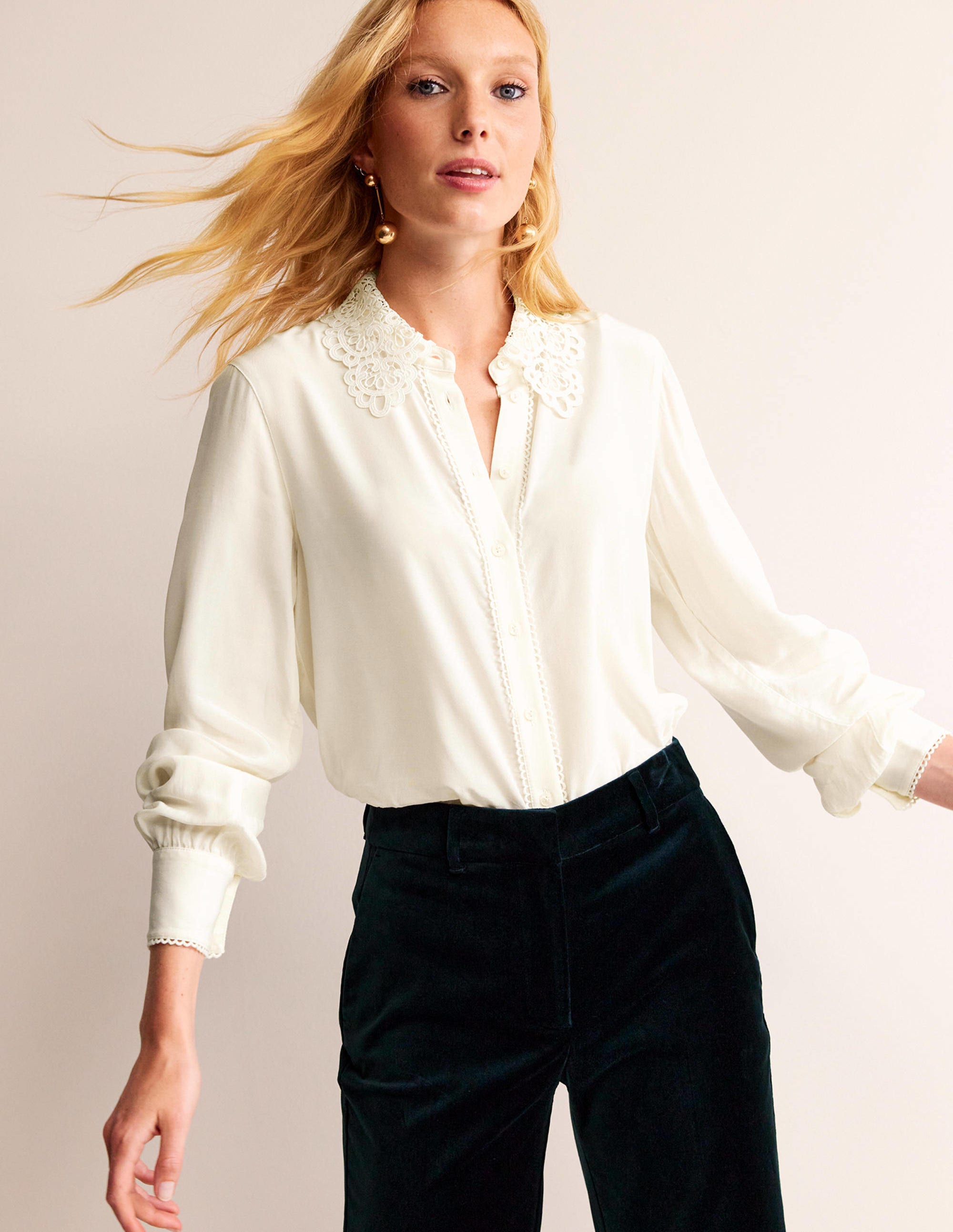 Lace-Collar Shirt-Ivory - Image 4