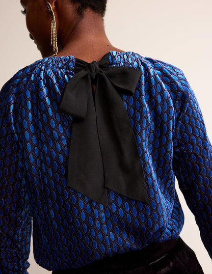 Bow-Back Top-Bright Cobalt, Geo Valley-2