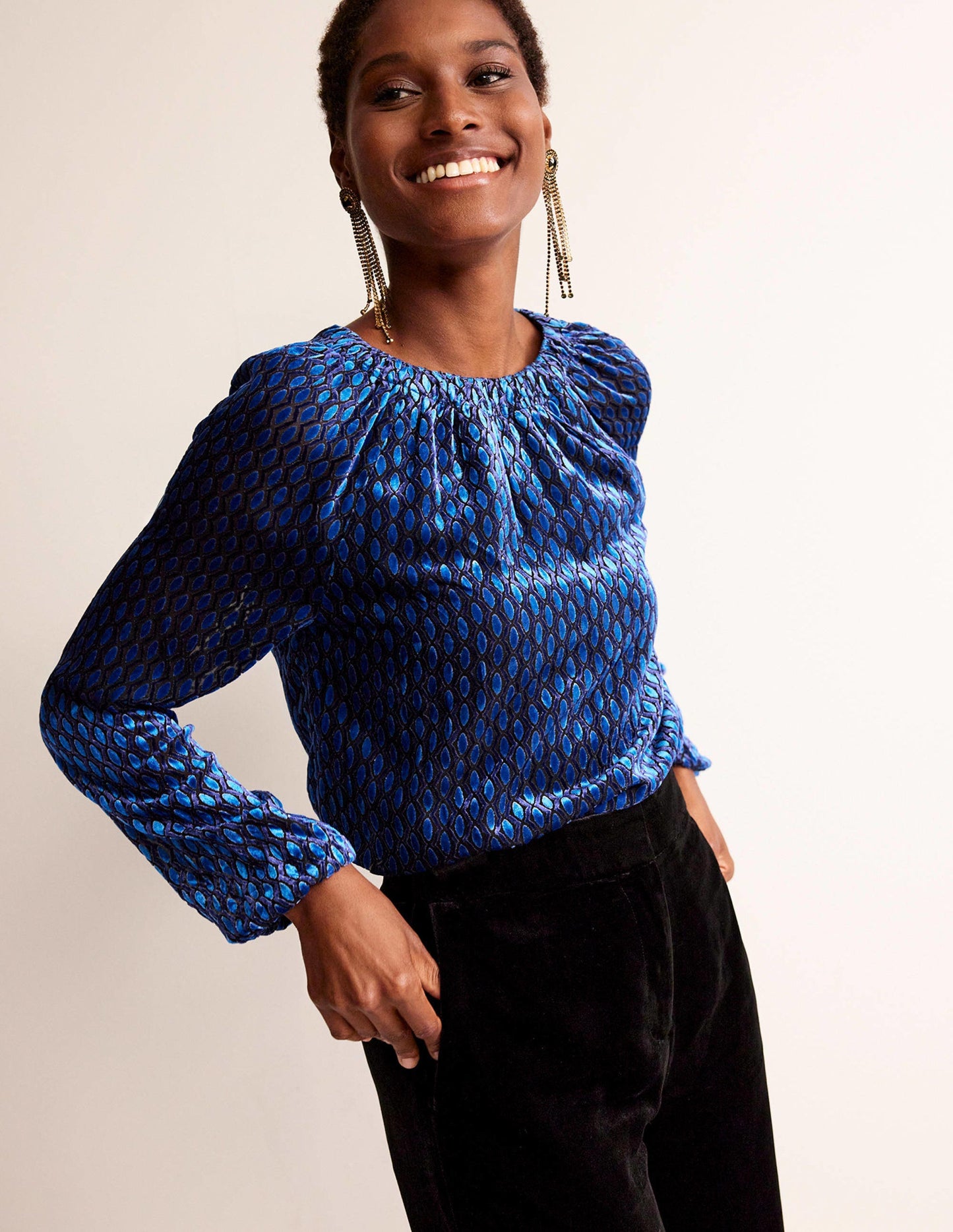 Bow-Back Top-Bright Cobalt, Geo Valley