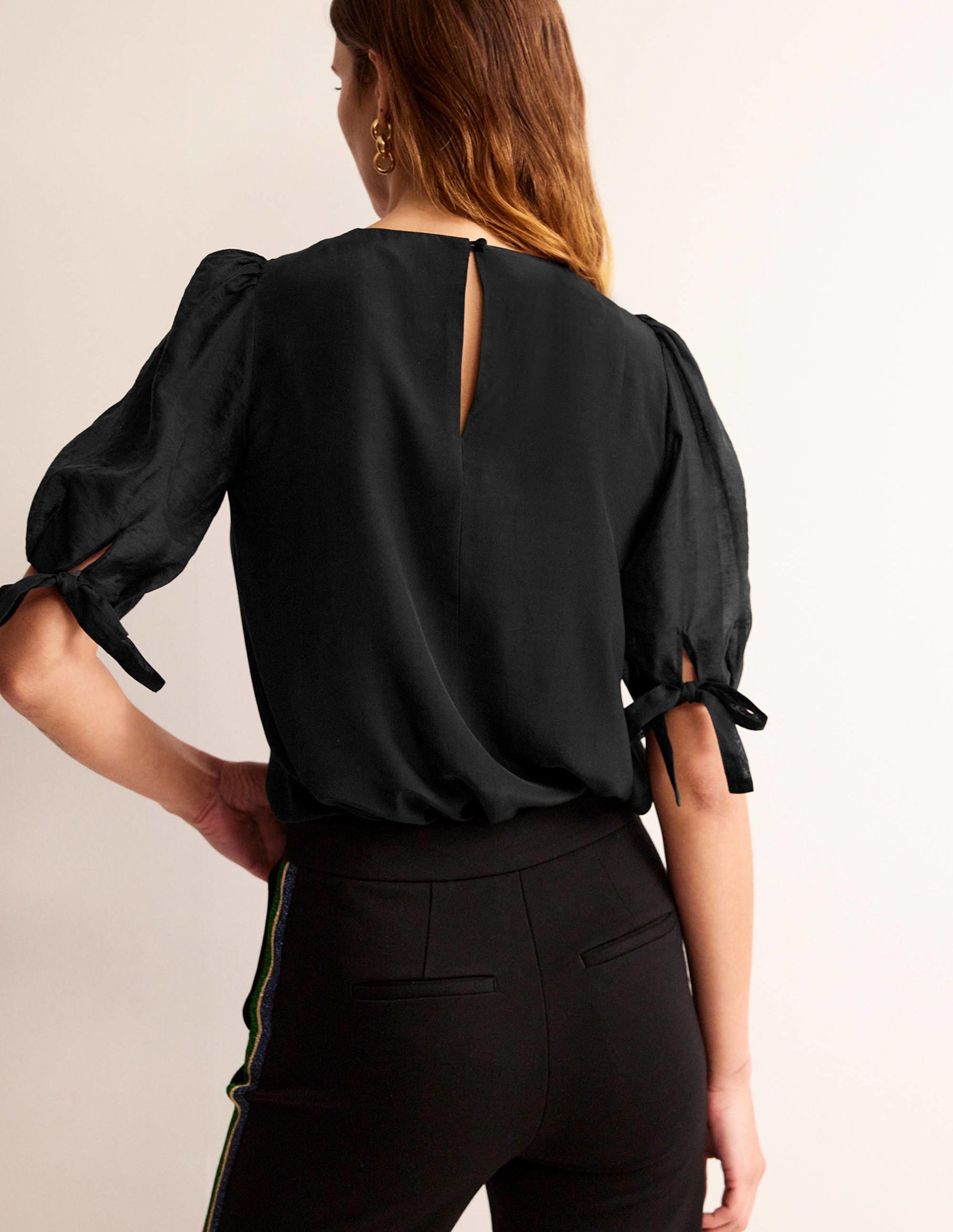 Organza Puff-Sleeve Top-Black-3