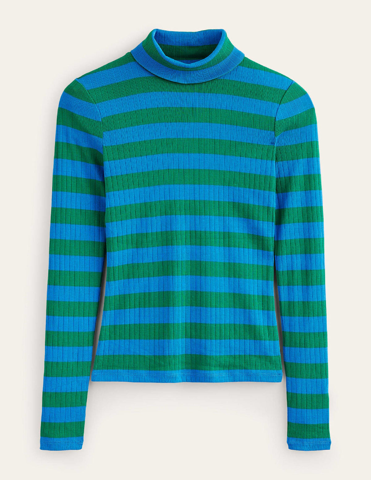 Anna Rib Roll Neck Top-Bright Cobalt, Veridian Green - Image 5