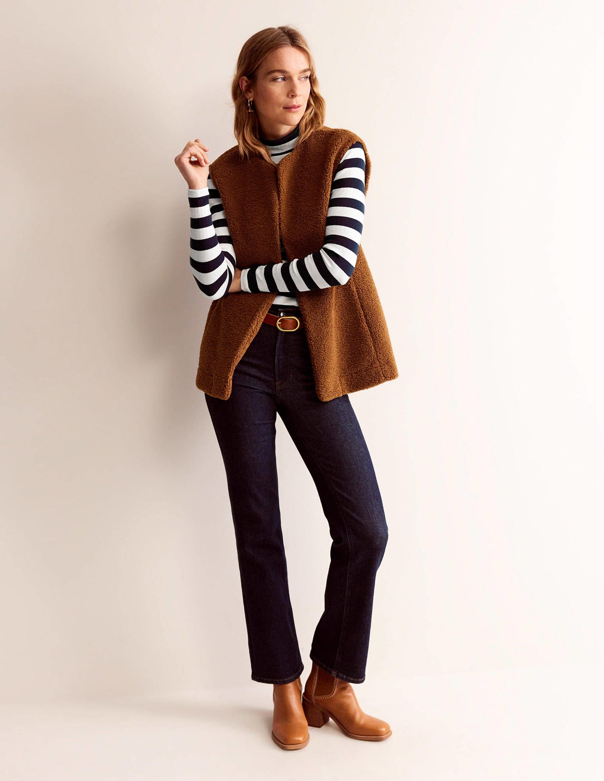 Anna Rib Roll Neck Top-Navy, Ivory-4