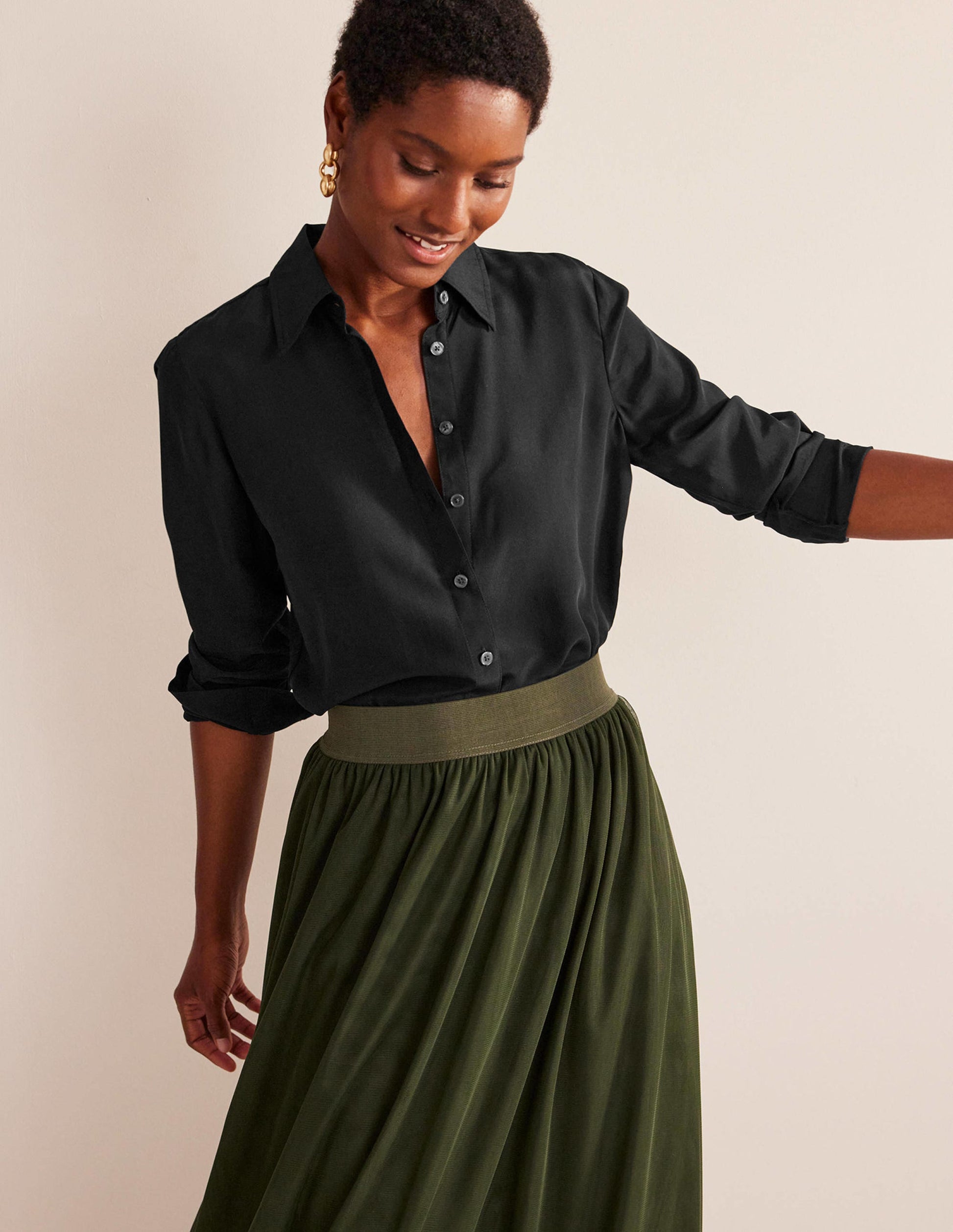 Sienna Silk Shirt-Black-1