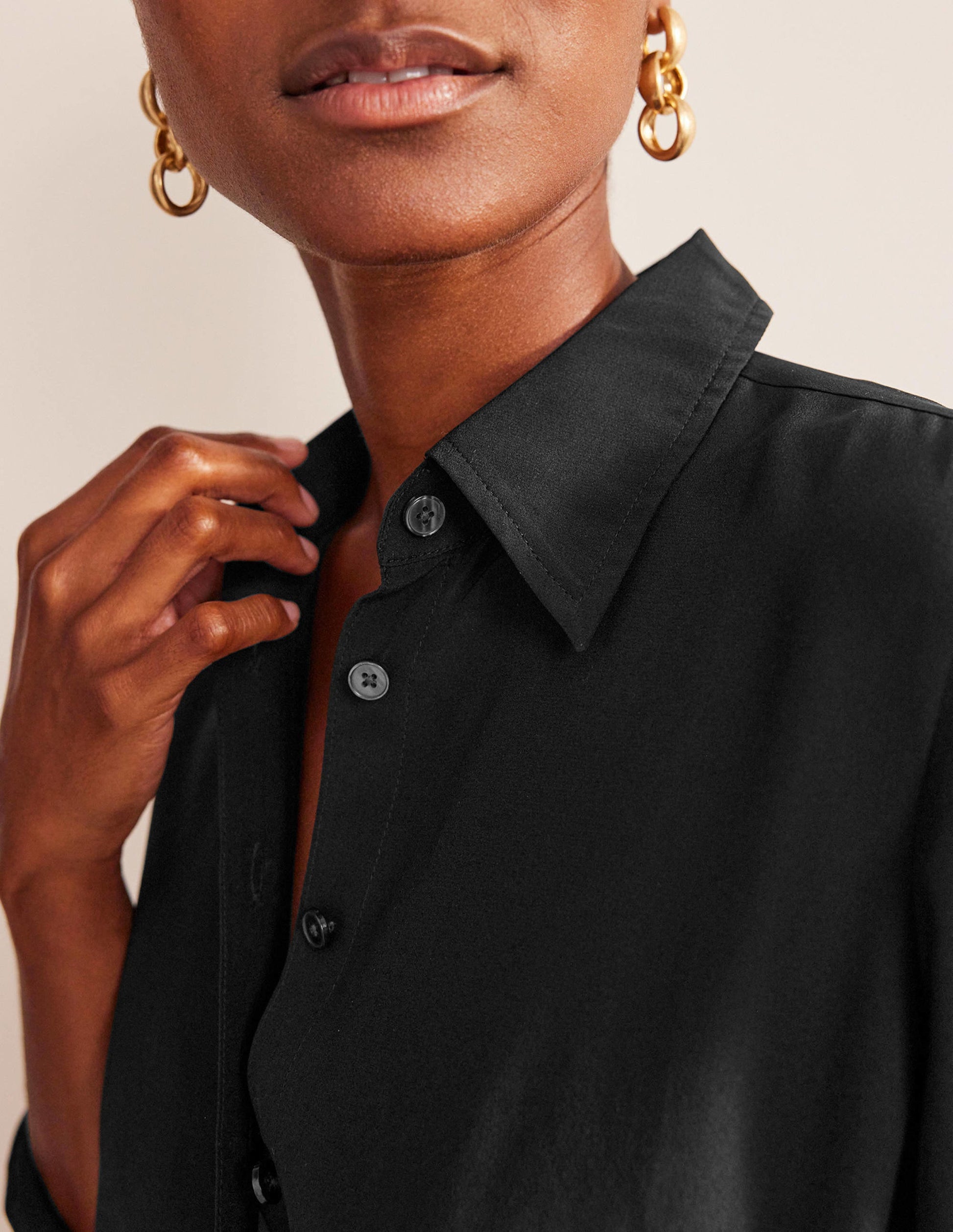 Sienna Silk Shirt-Black-2