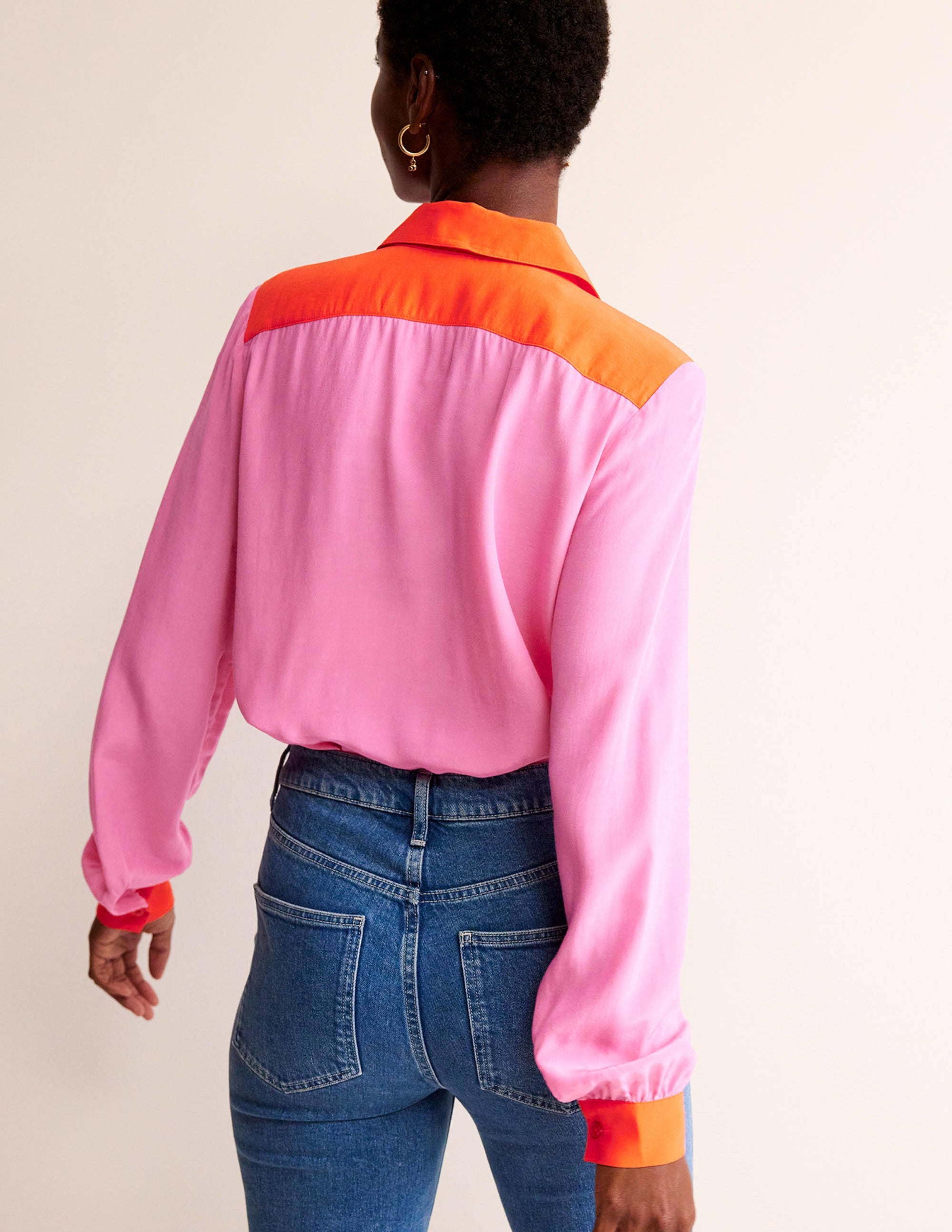 Colour Block Shirt-Pink/Red - Image 3