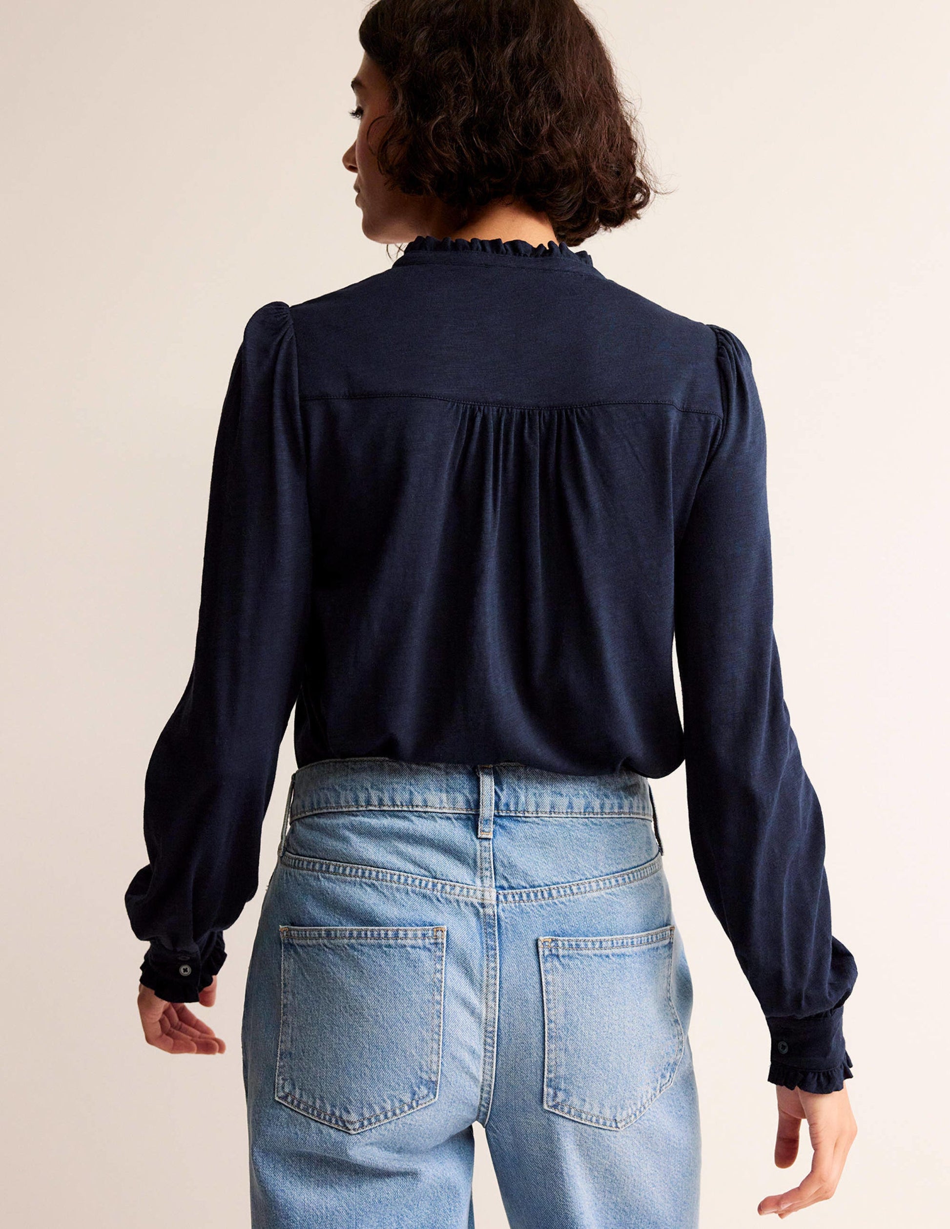 Caroline Jersey Shirt-Navy-3