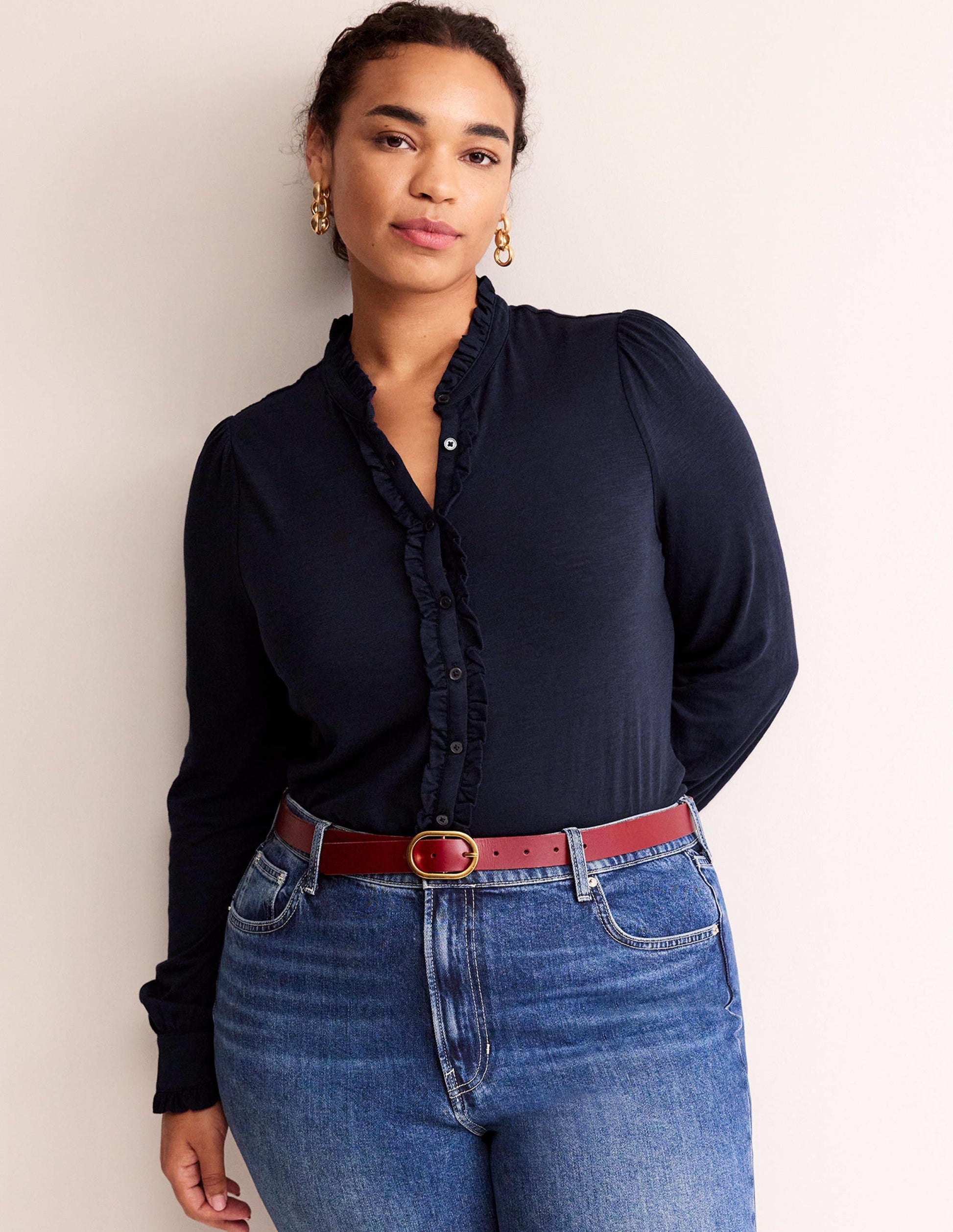 Caroline Jersey Shirt-Navy-5