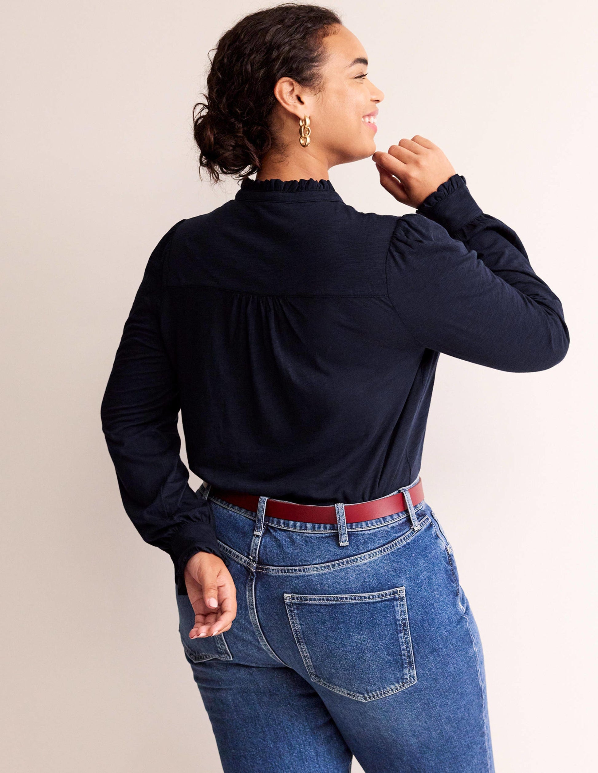 Caroline Jersey Shirt-Navy-6