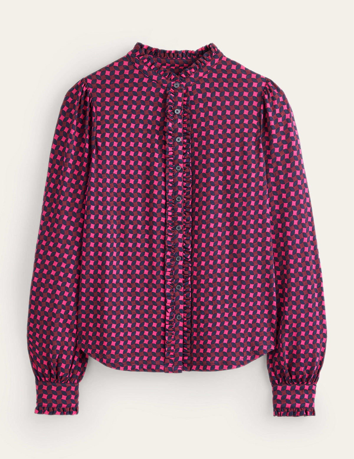 Caroline Jersey Shirt-Vibrant Pink, Abstract Diamond - Image 5