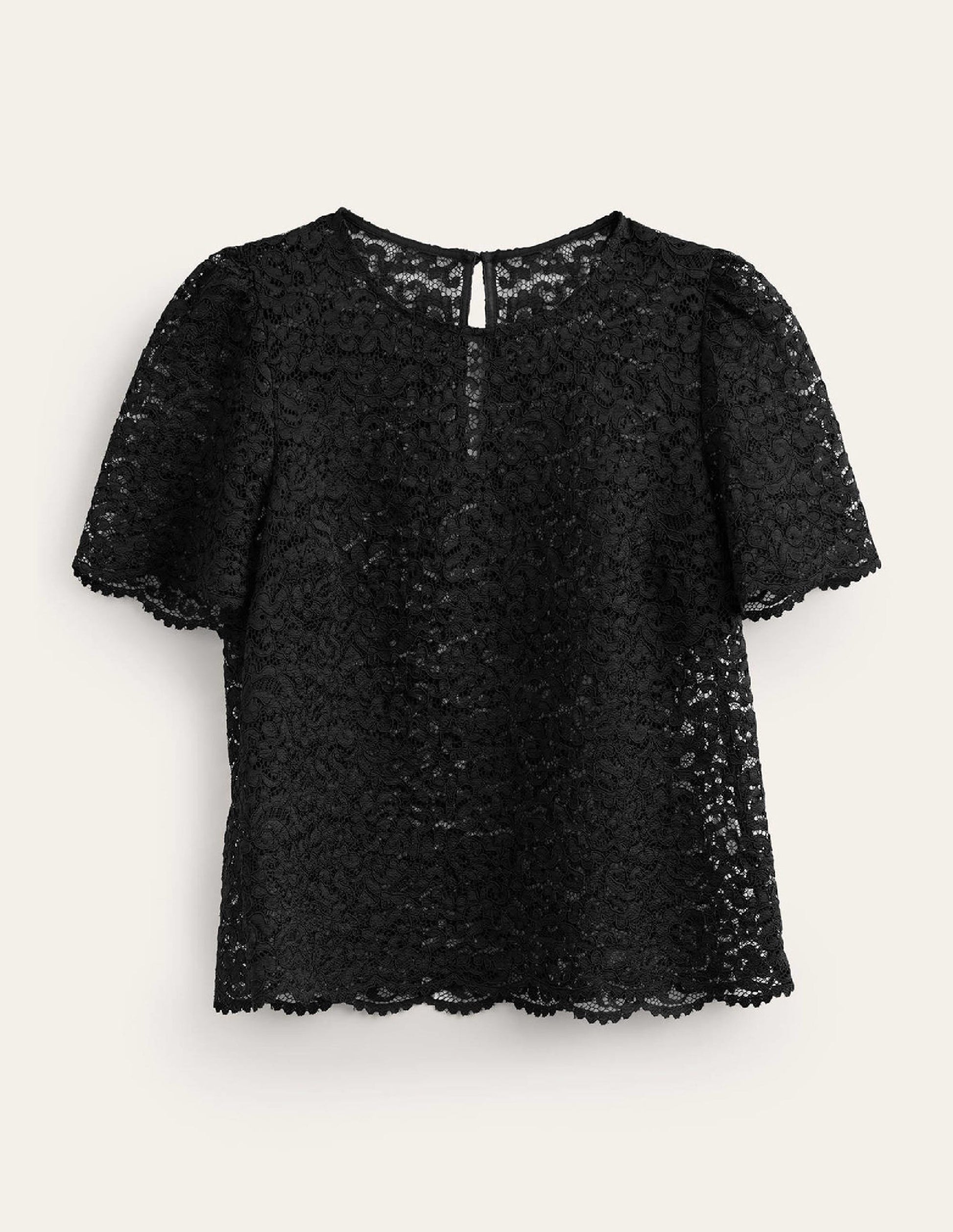 Lace Co-ord T-Shirt-Black-6