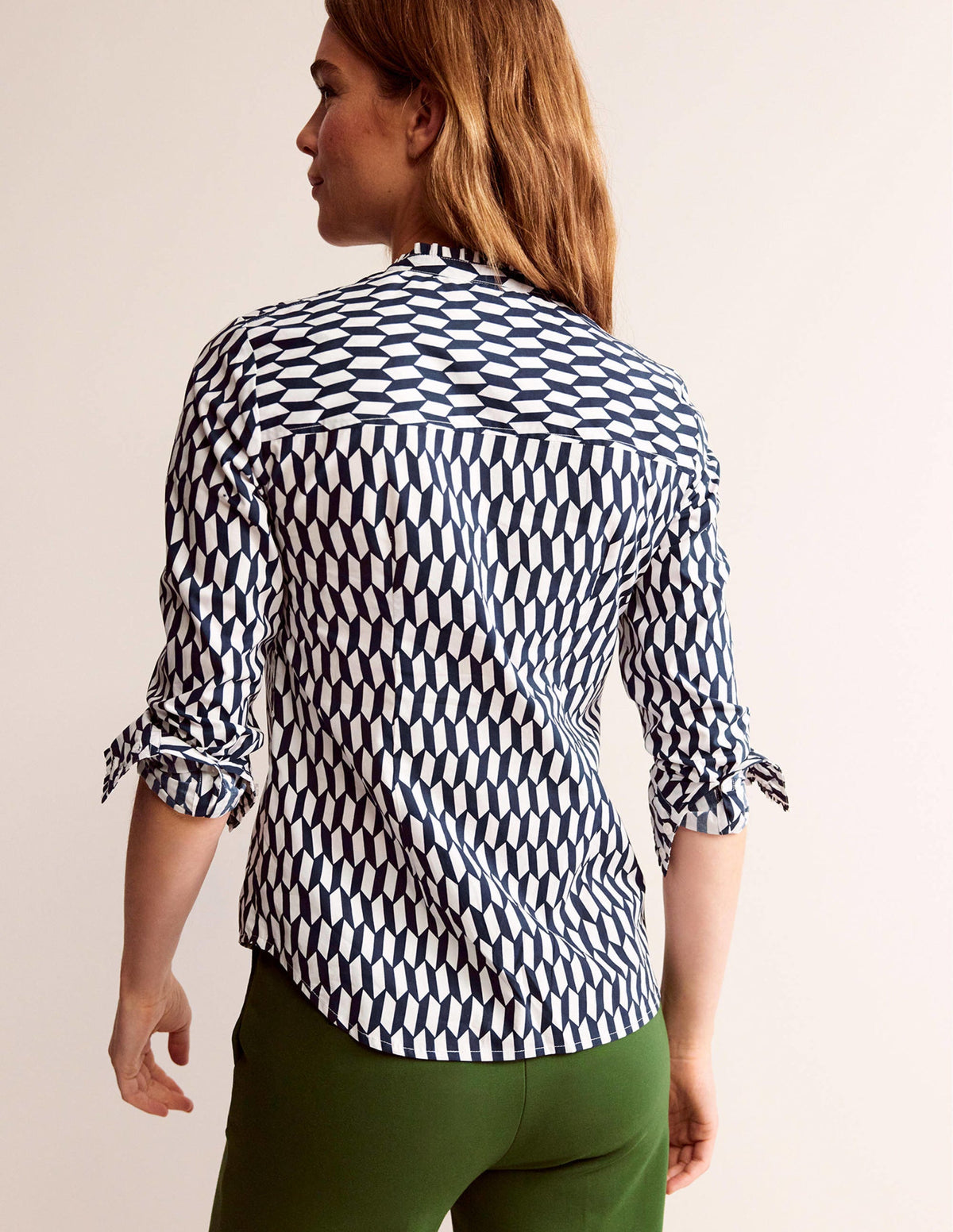 Phoebe Cotton Shirt-Ivory, Block Tile - Image 3