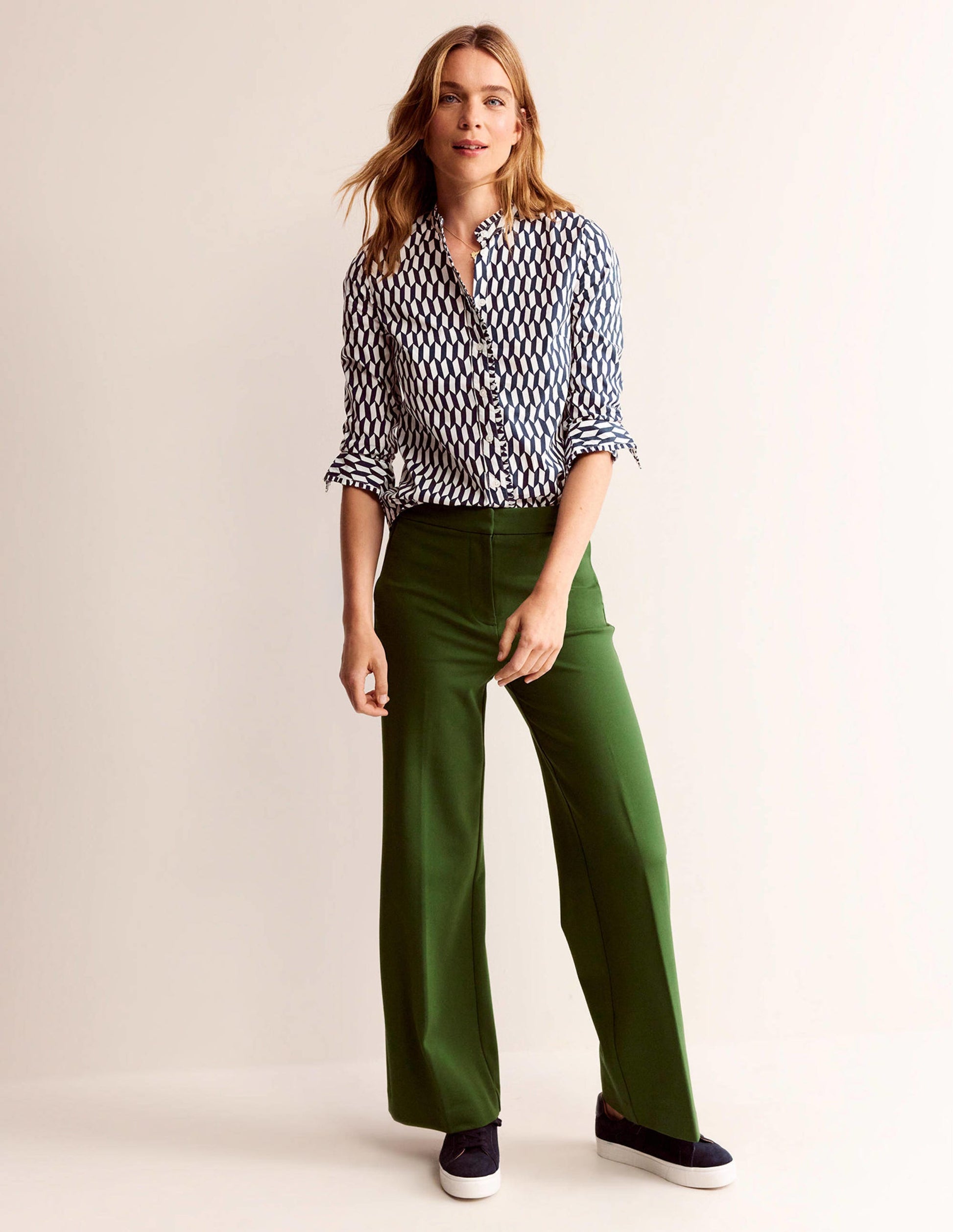 Phoebe Cotton Shirt-Ivory, Block Tile-4