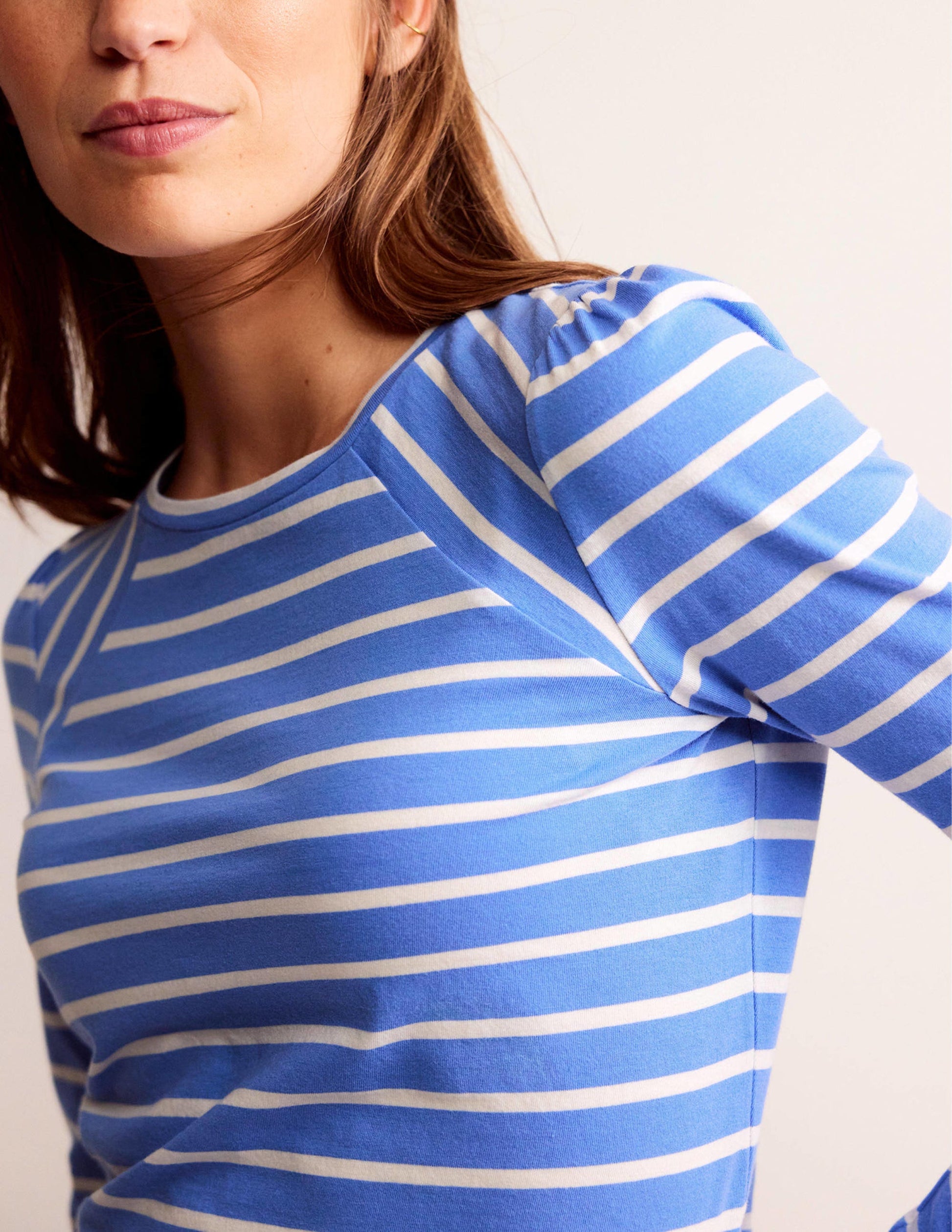 Arabella Stripe T-Shirt-Marina, Ivory-2