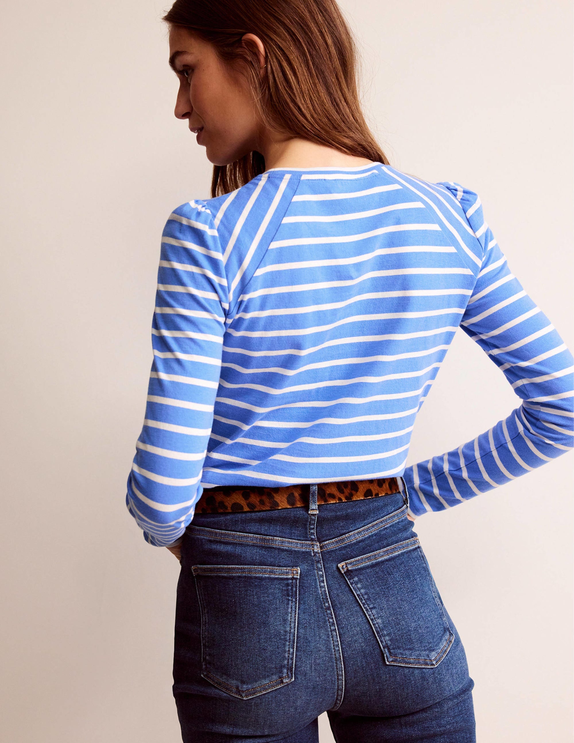 Arabella Stripe T-Shirt-Marina, Ivory - Image 3