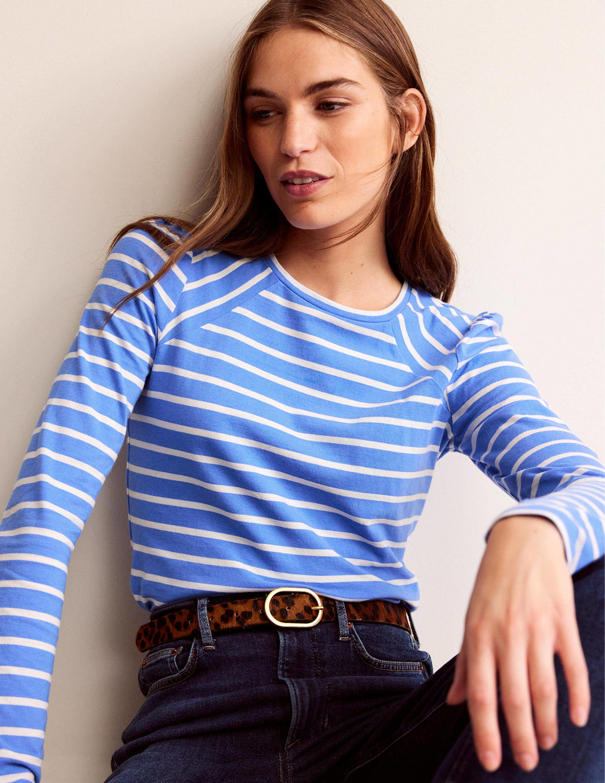 Arabella Stripe T-Shirt-Marina, Ivory - Image 4
