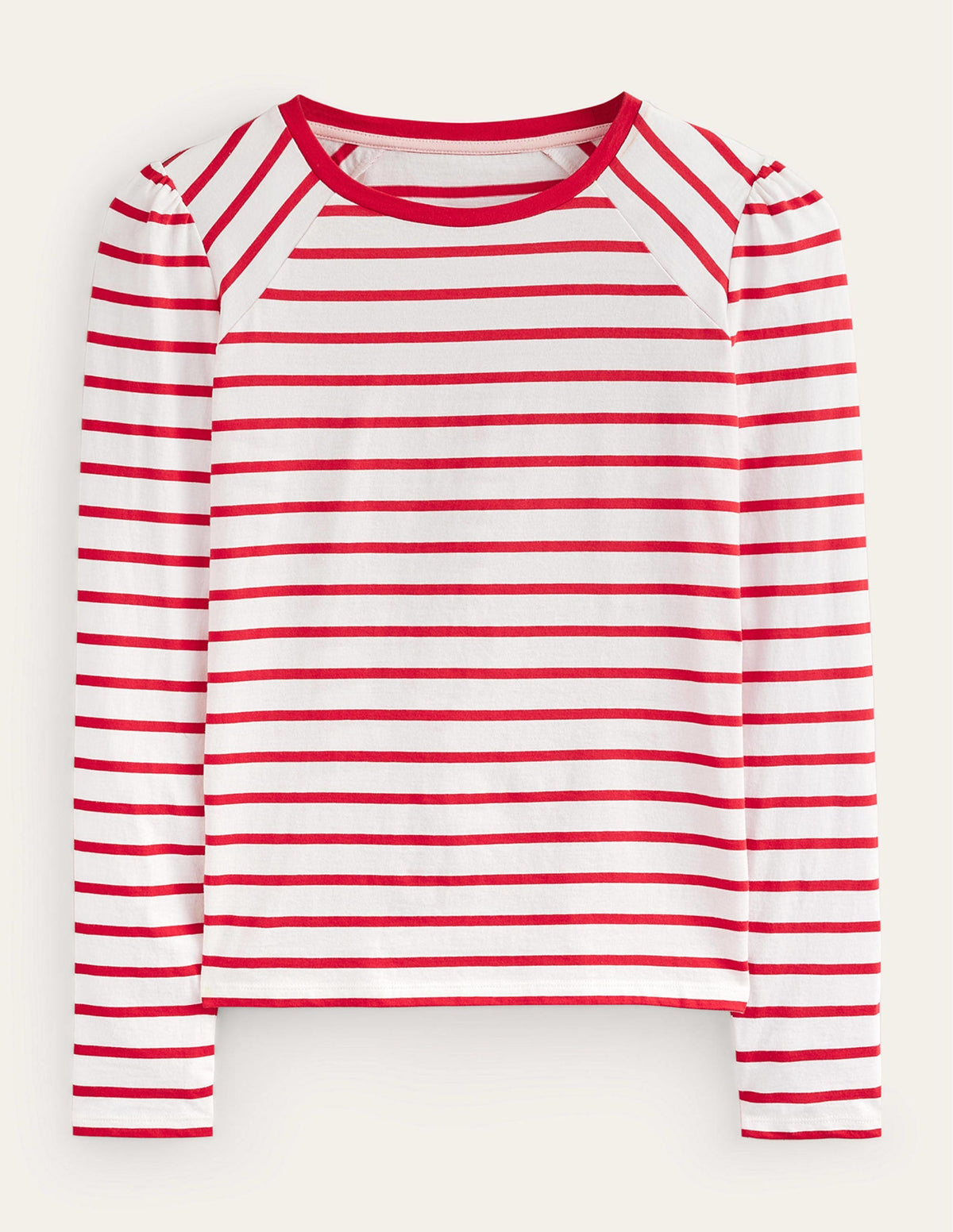 Arabella Stripe T-Shirt-Hot Pepper, Ivory - Image 5