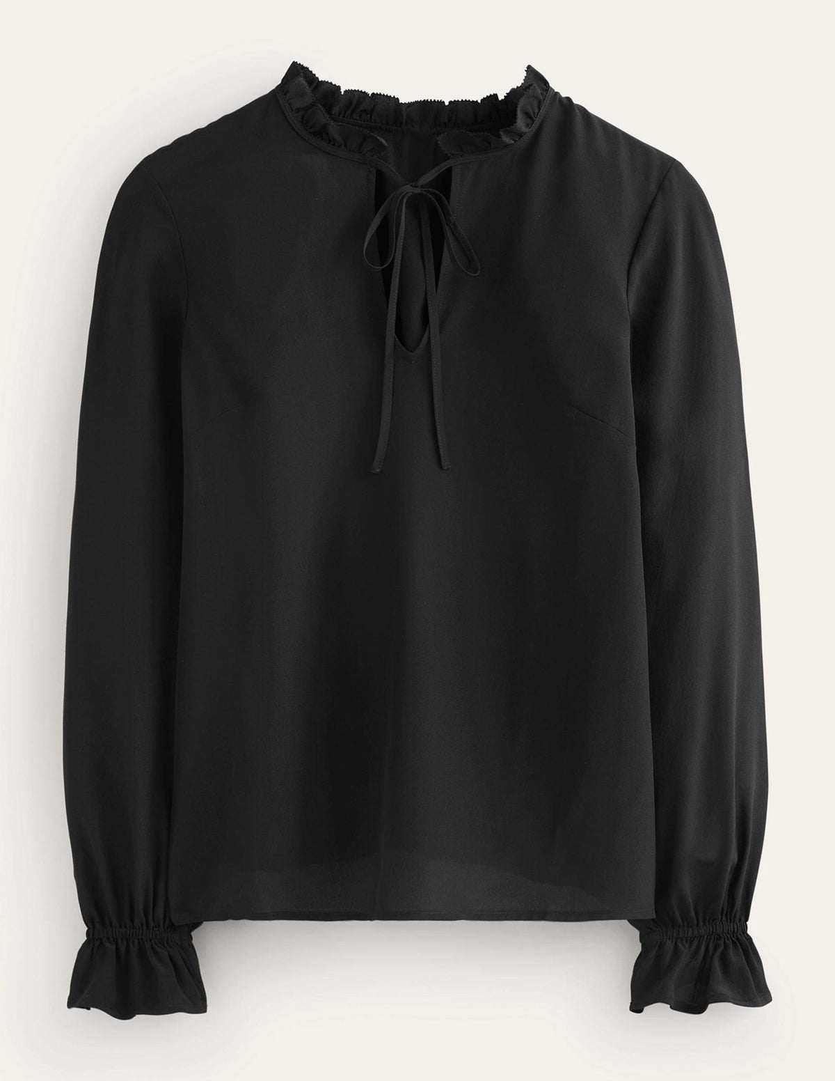 Silk Romantic Blouse-Black-5