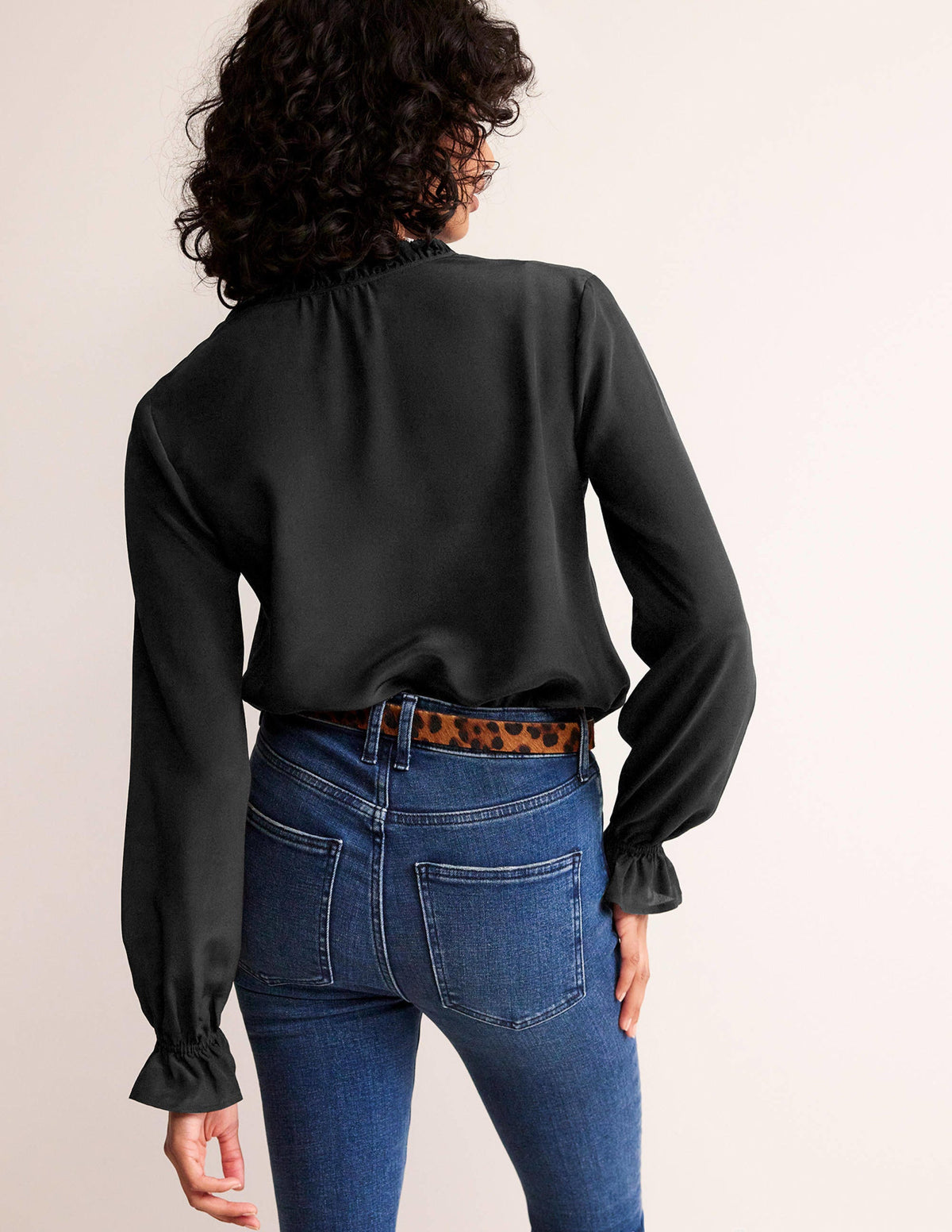 Silk Romantic Blouse-Black - Image 3