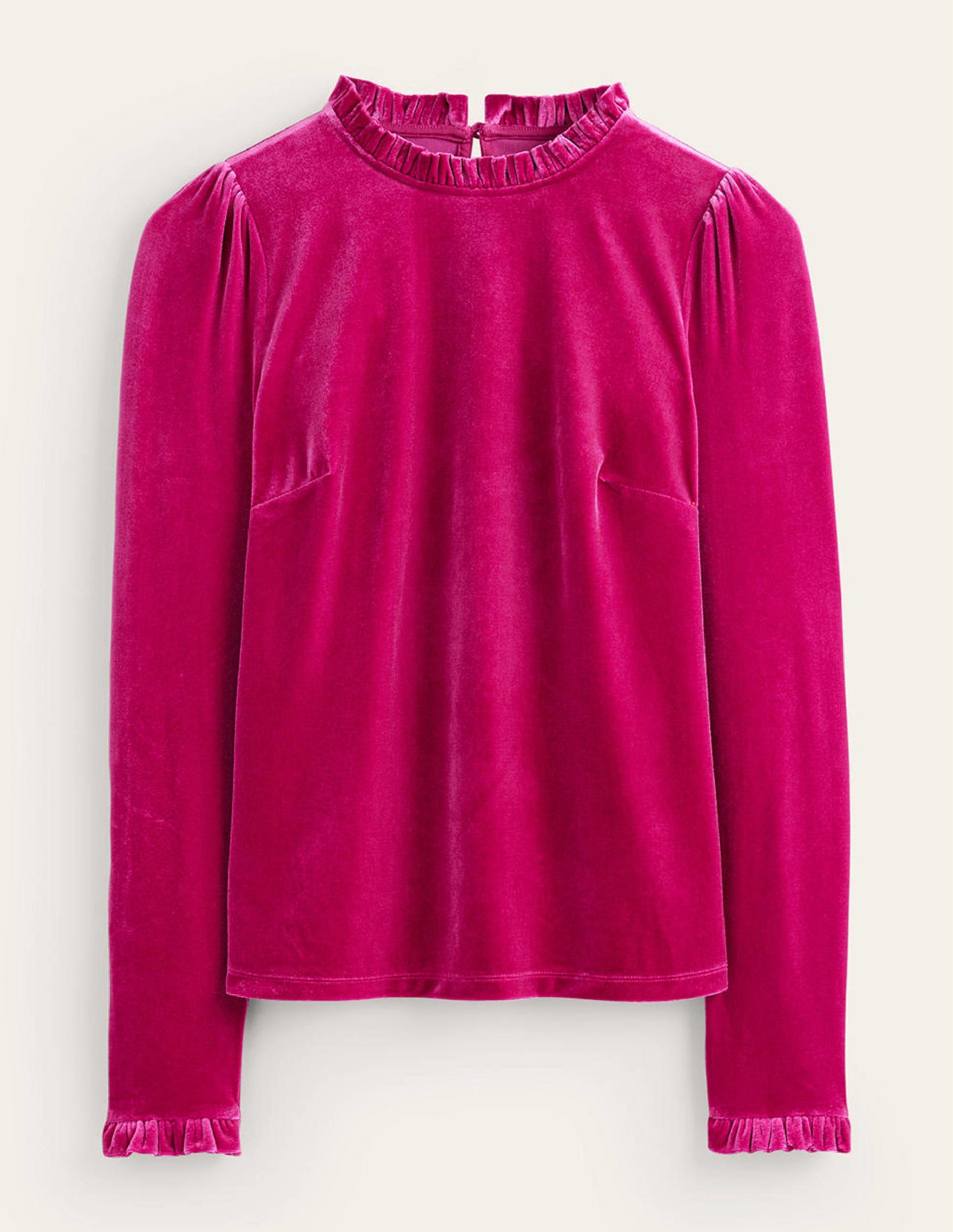 Velvet Frill-Trim Top-Vibrant Plum-5