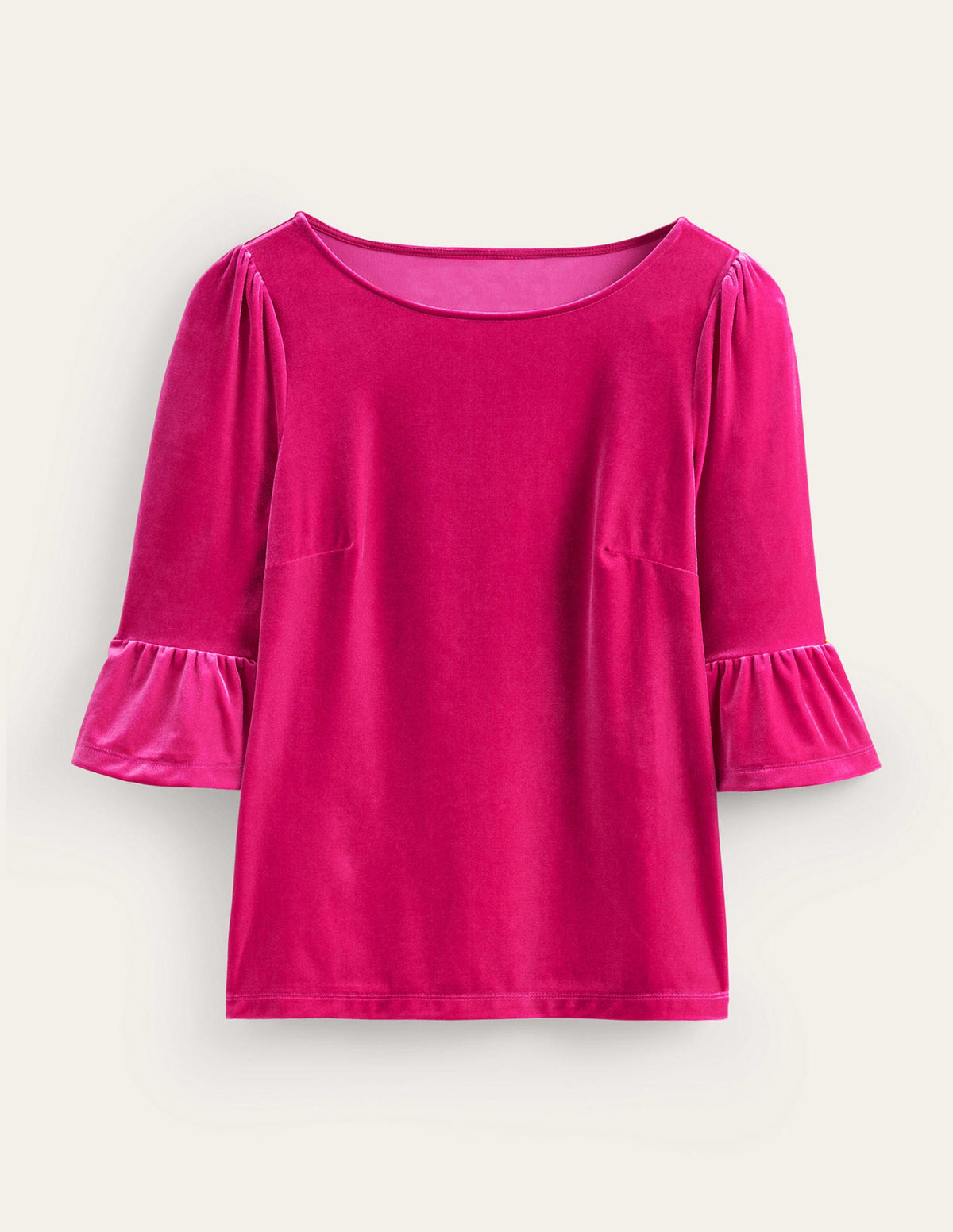 Velvet Ruffle Cuff Top-Vibrant Pink-6