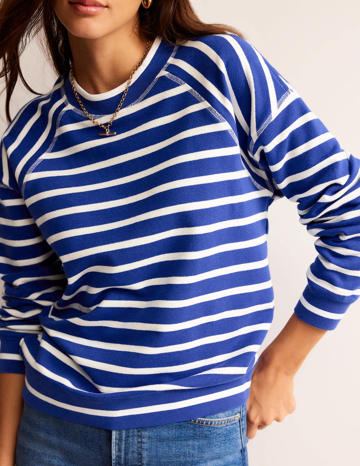 Striped Raglan Sweatshirt-Surf the Web, Ivory-2