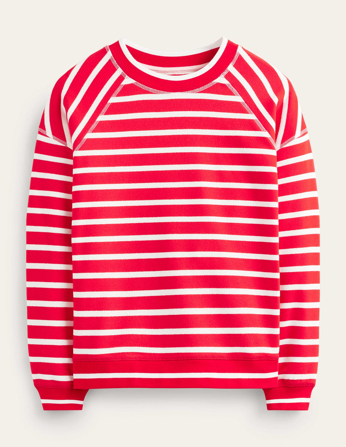Striped Raglan Sweatshirt-Red, Ivory-6