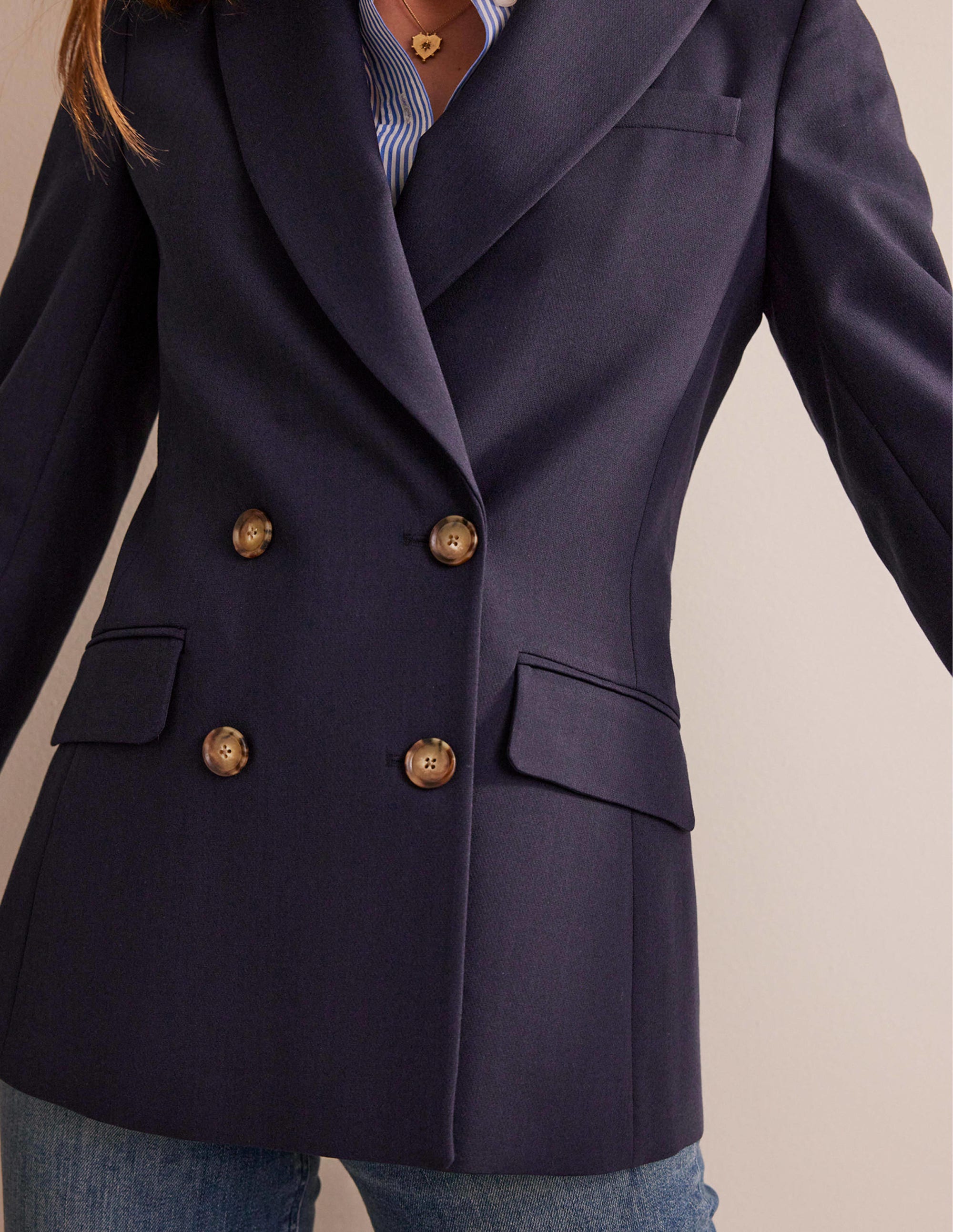 Double-Breasted Blazer-Navy - Image 2