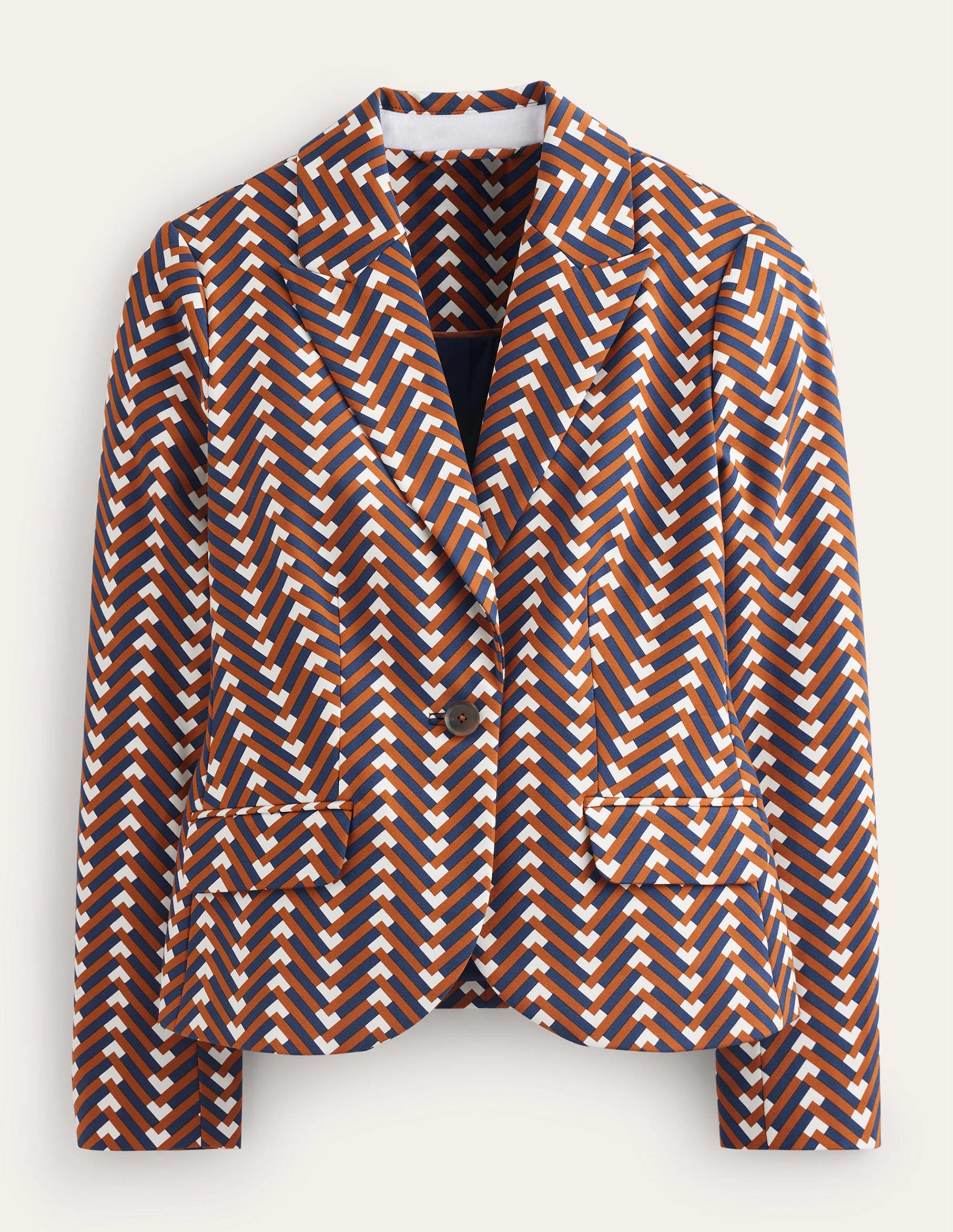Canonbury Printed Blazer-Pumpkin, Chevron Geo - Image 5