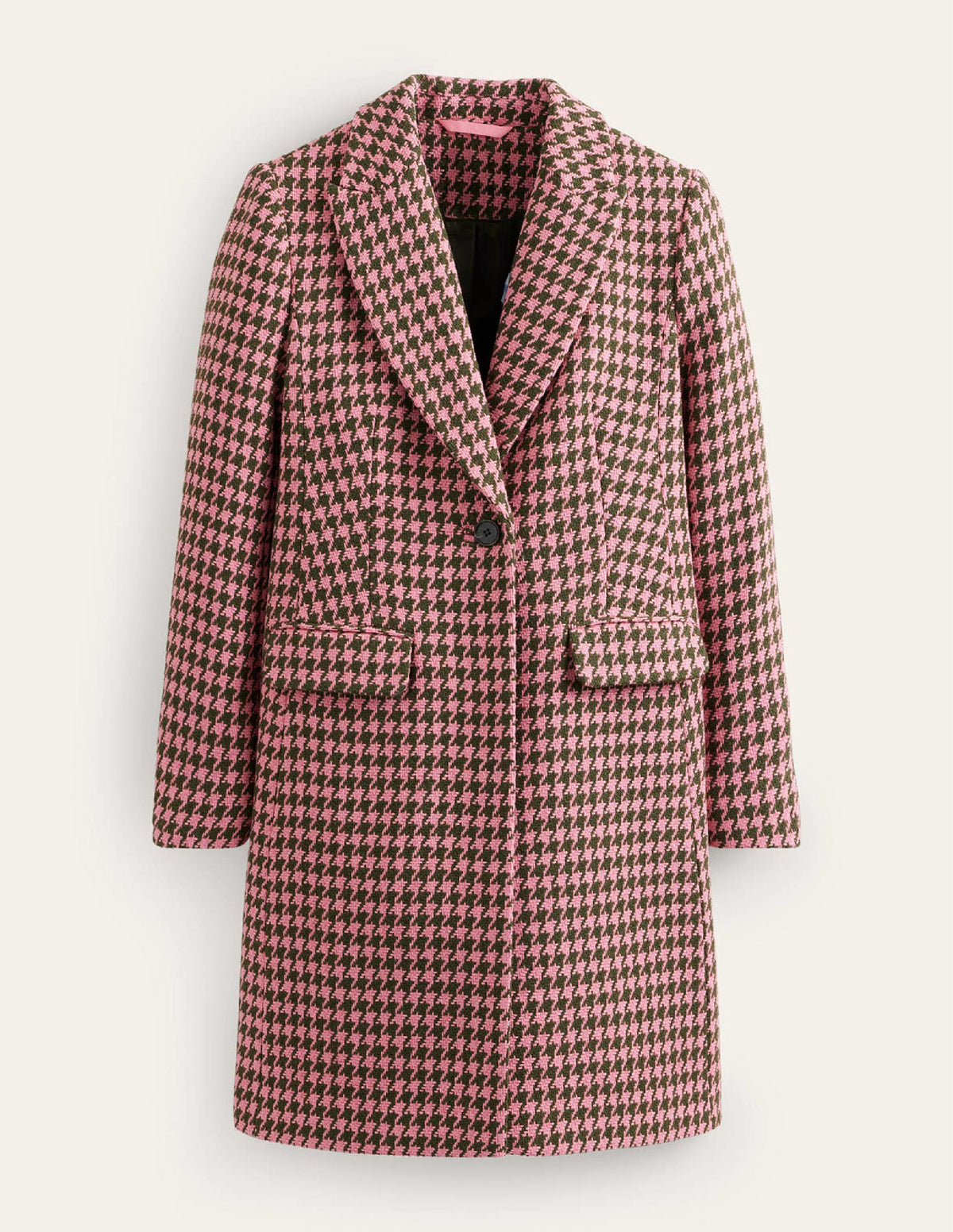 Canterbury Interest Coat-Pink and Khaki Dogstooth - Image 6