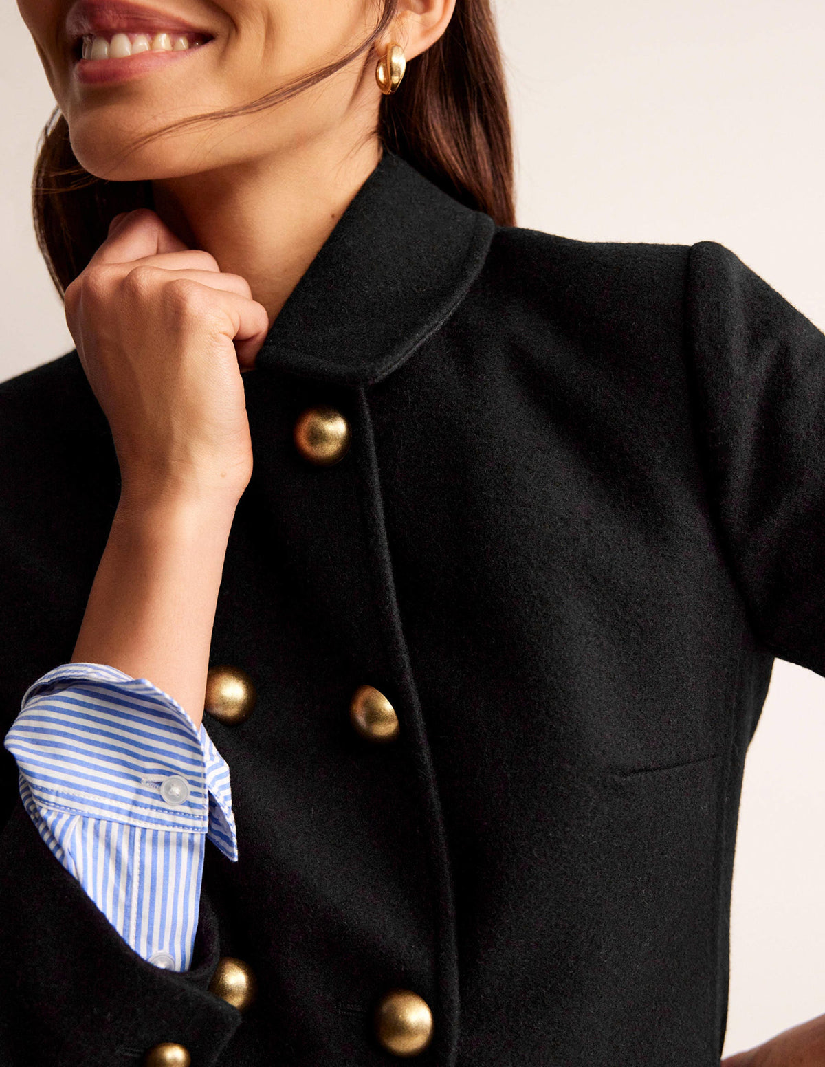Double-Breasted Wool Coat-Black - Image 2