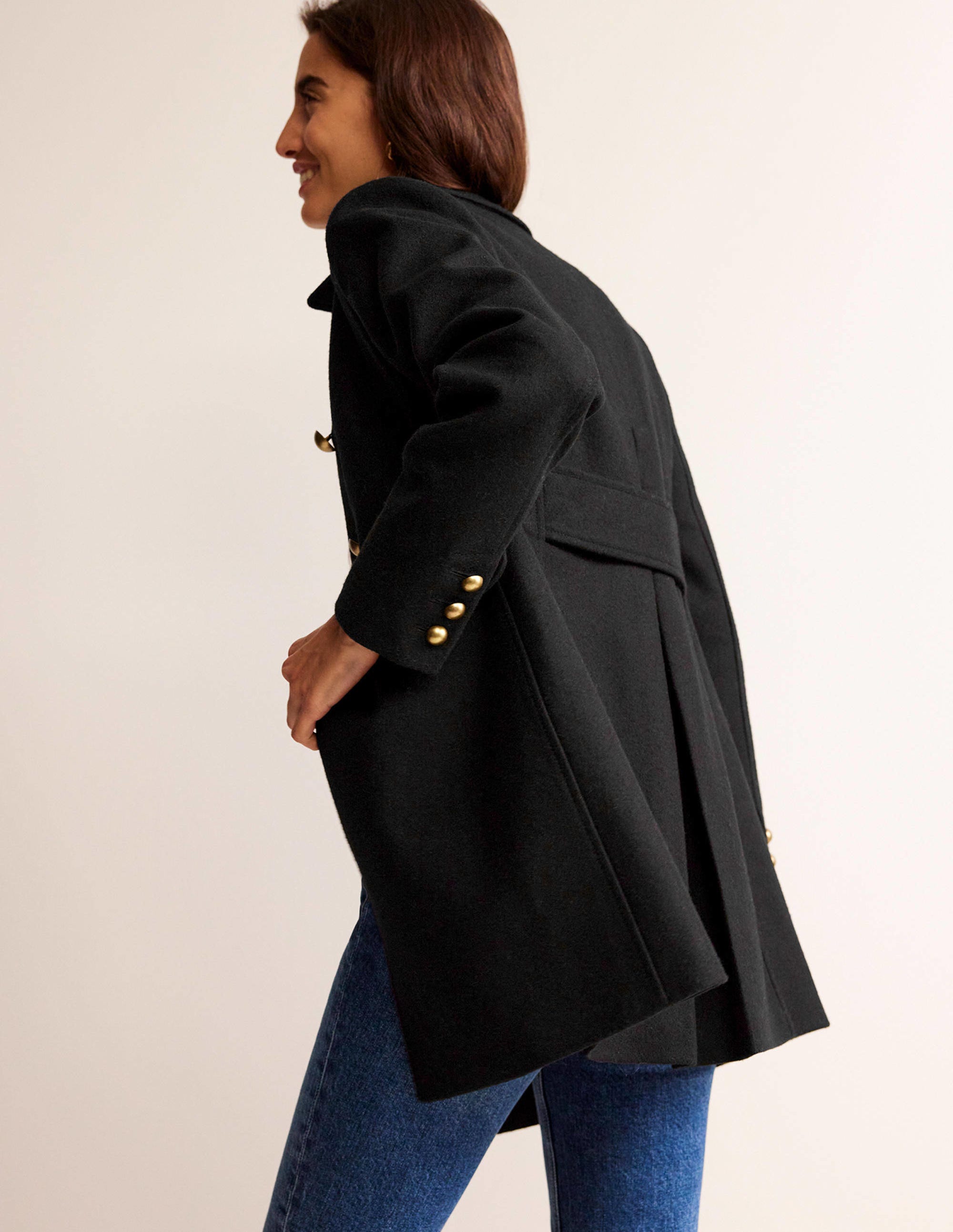 Double-Breasted Wool Coat-Black - Image 3