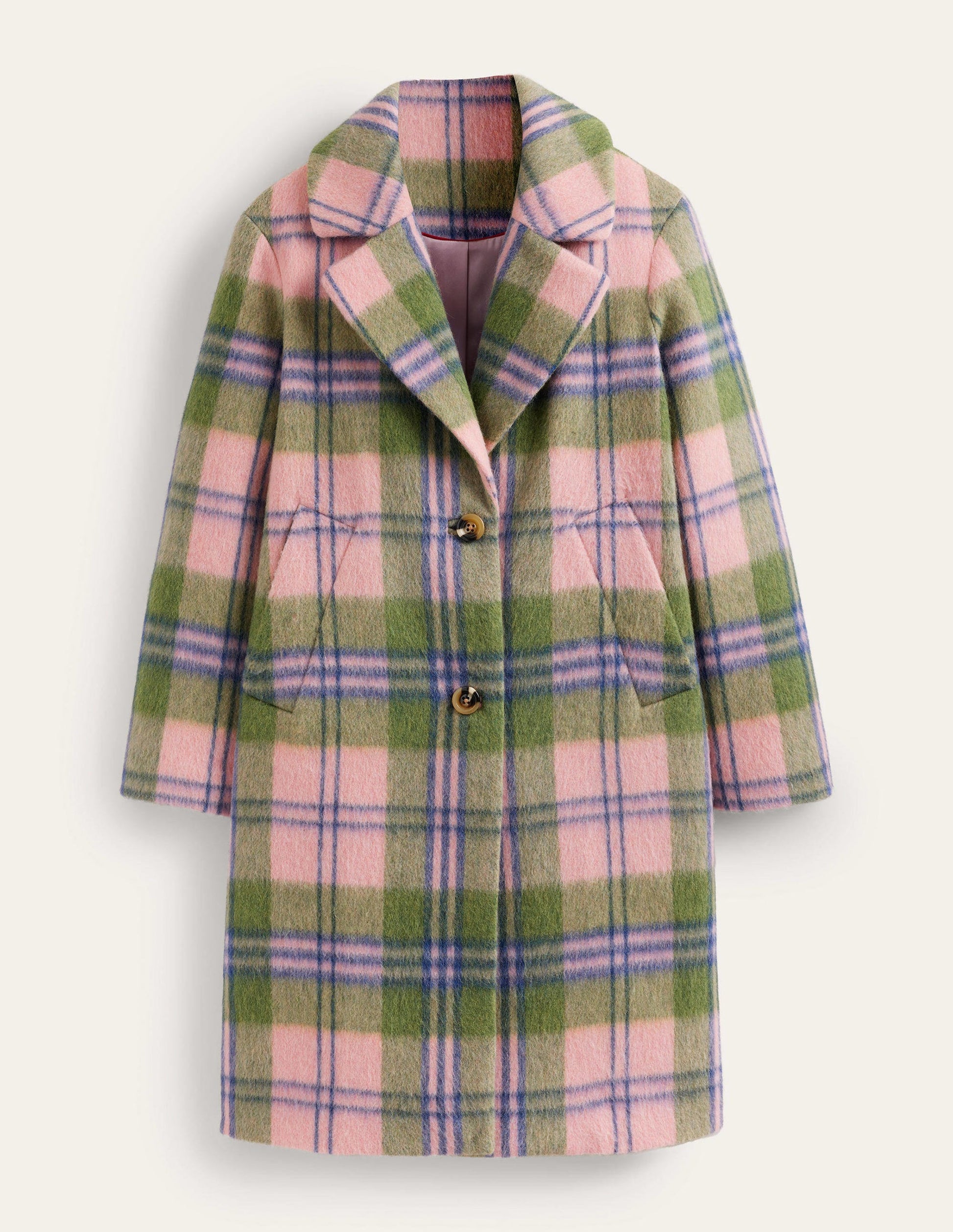Relaxed-Fit Checked Coat-Pink Check-6
