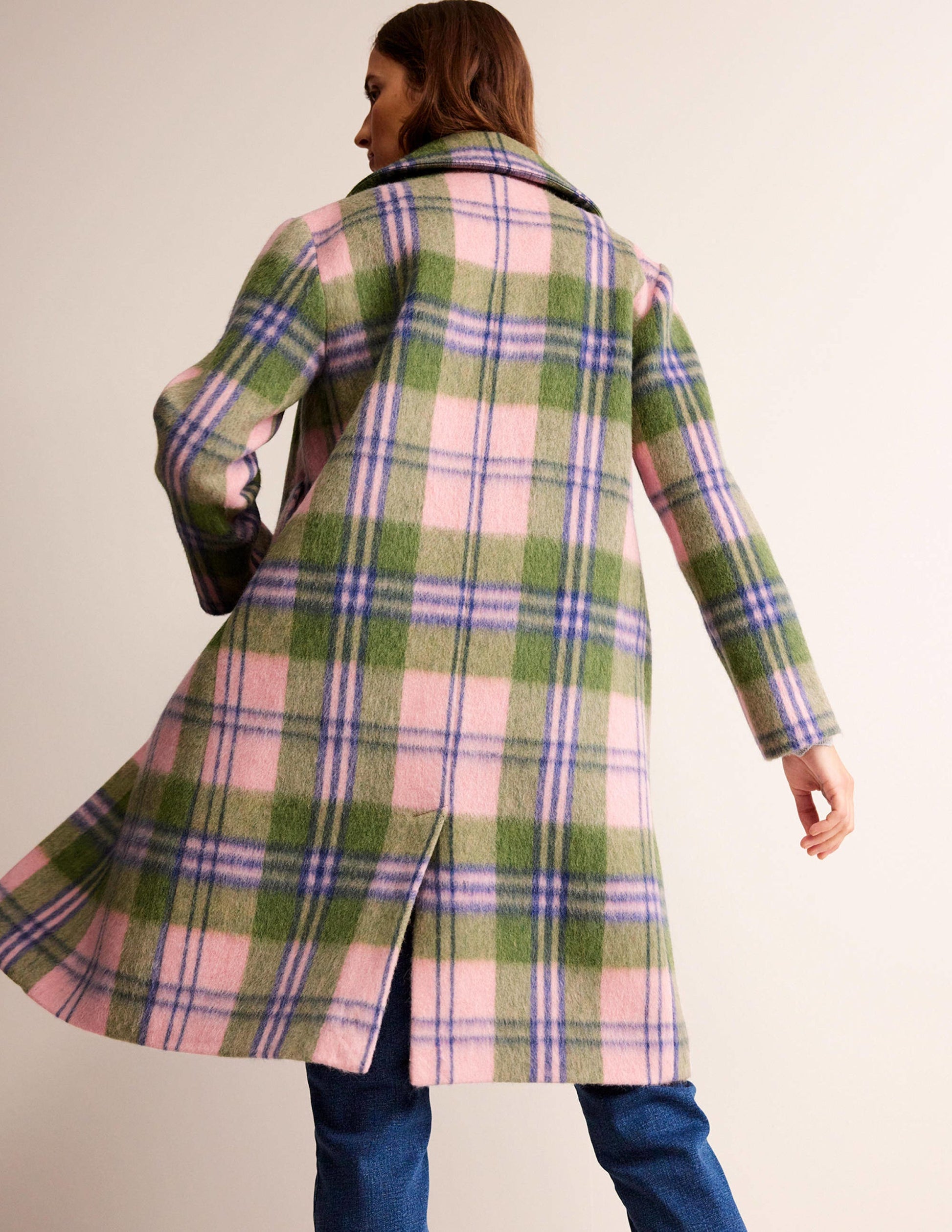 Relaxed-Fit Checked Coat-Pink Check-4