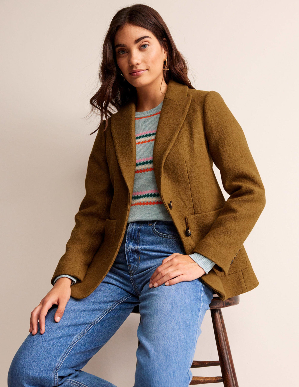 Marylebone Textured Blazer-Camel - Image 4