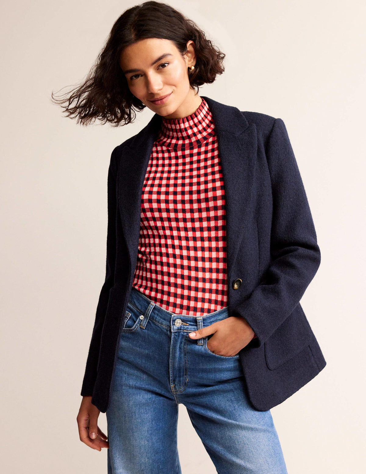 Marylebone Textured Blazer-Navy - Image 1
