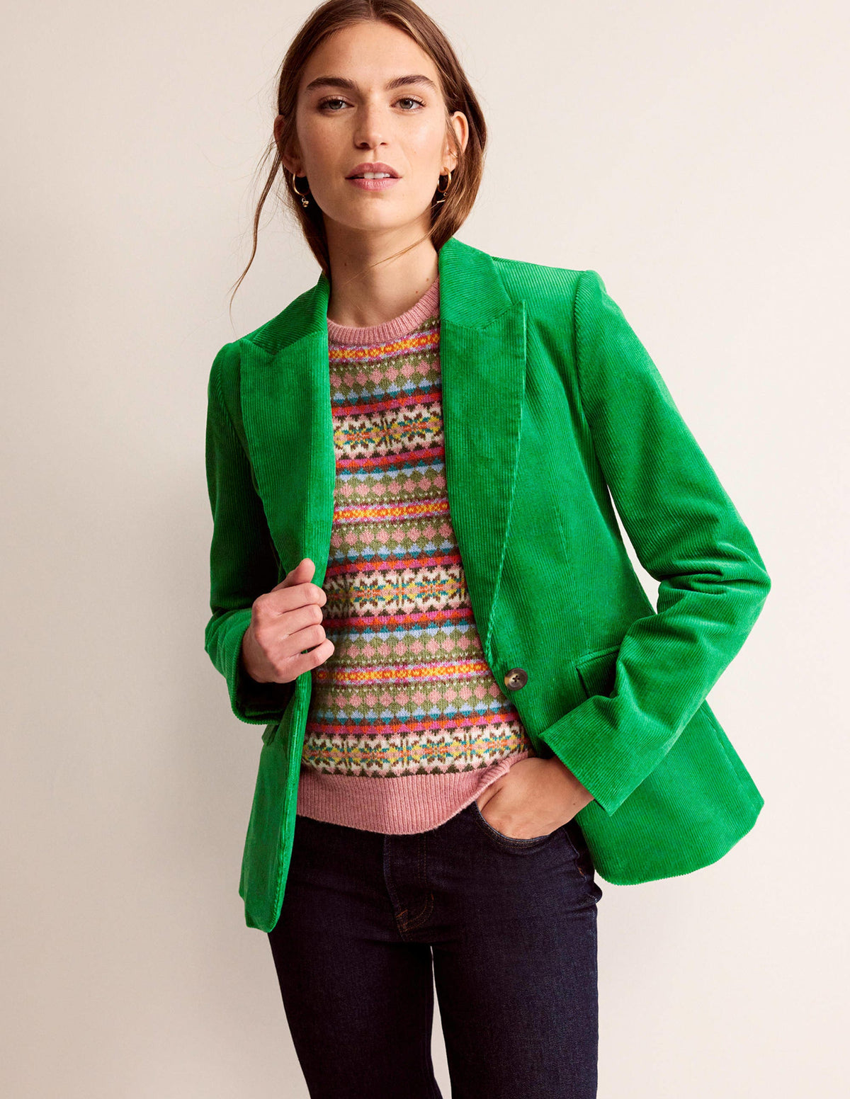 Marylebone Cord Blazer-Highland Green-1