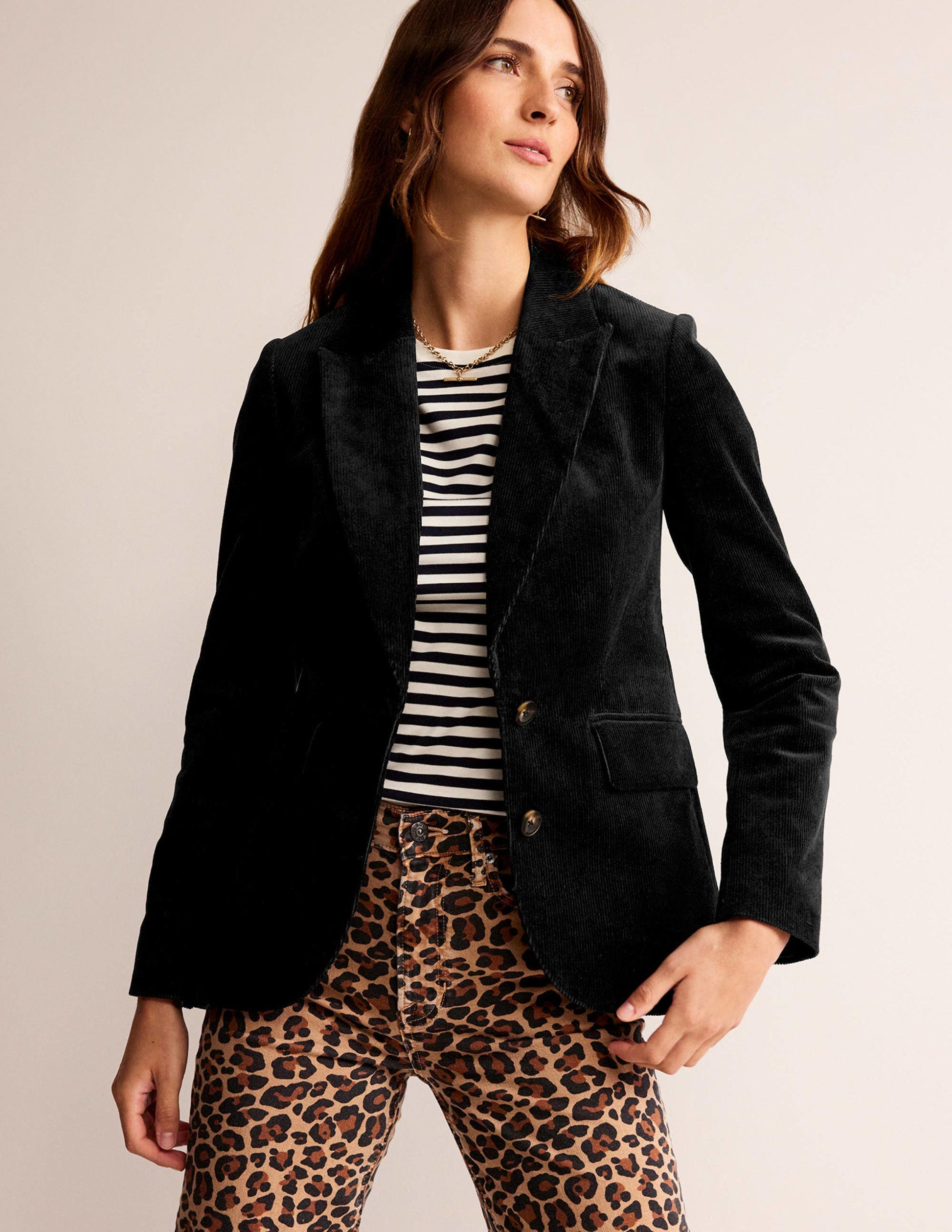 Marylebone Cord Blazer-Black-1