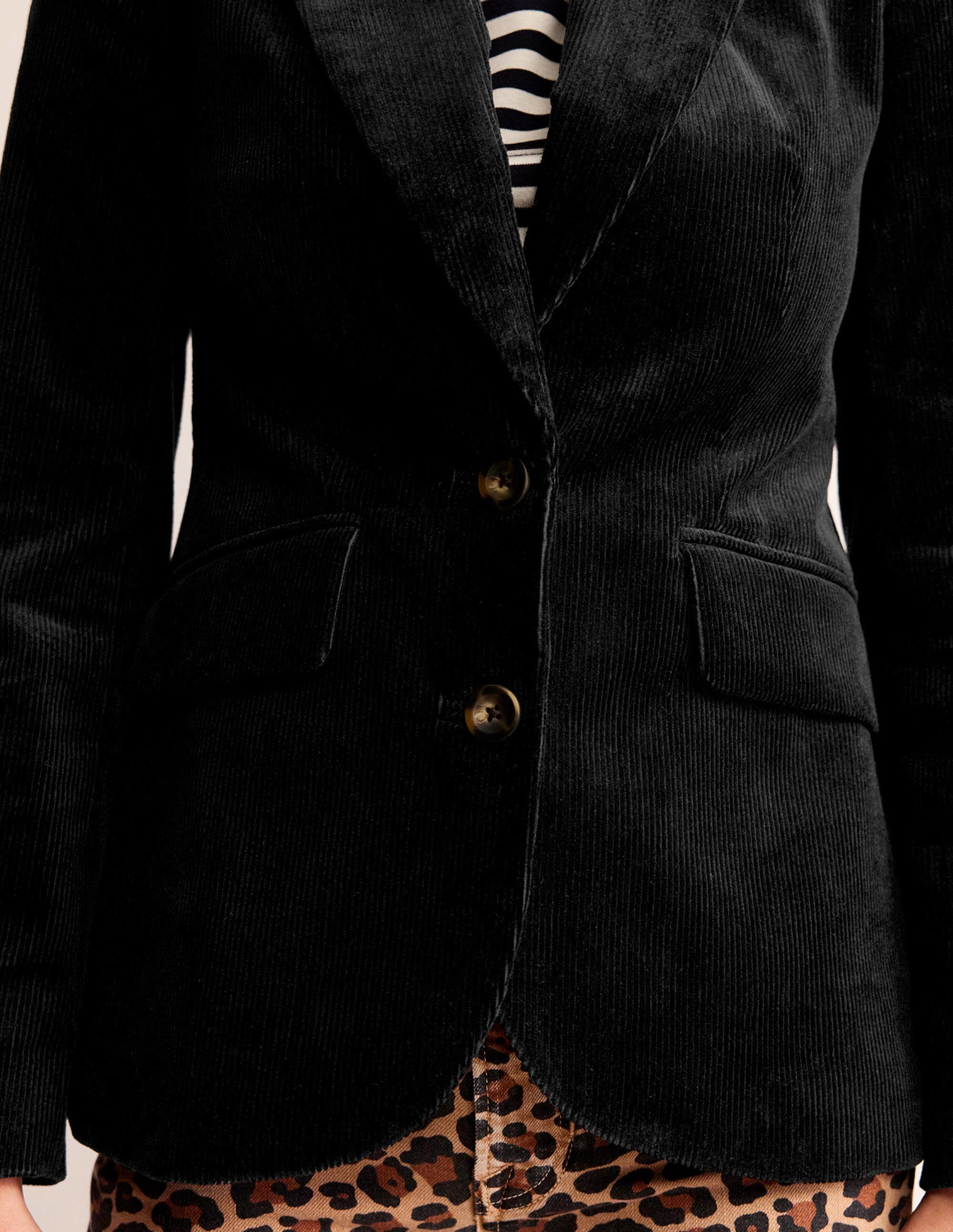 Marylebone Cord Blazer-Black - Image 2